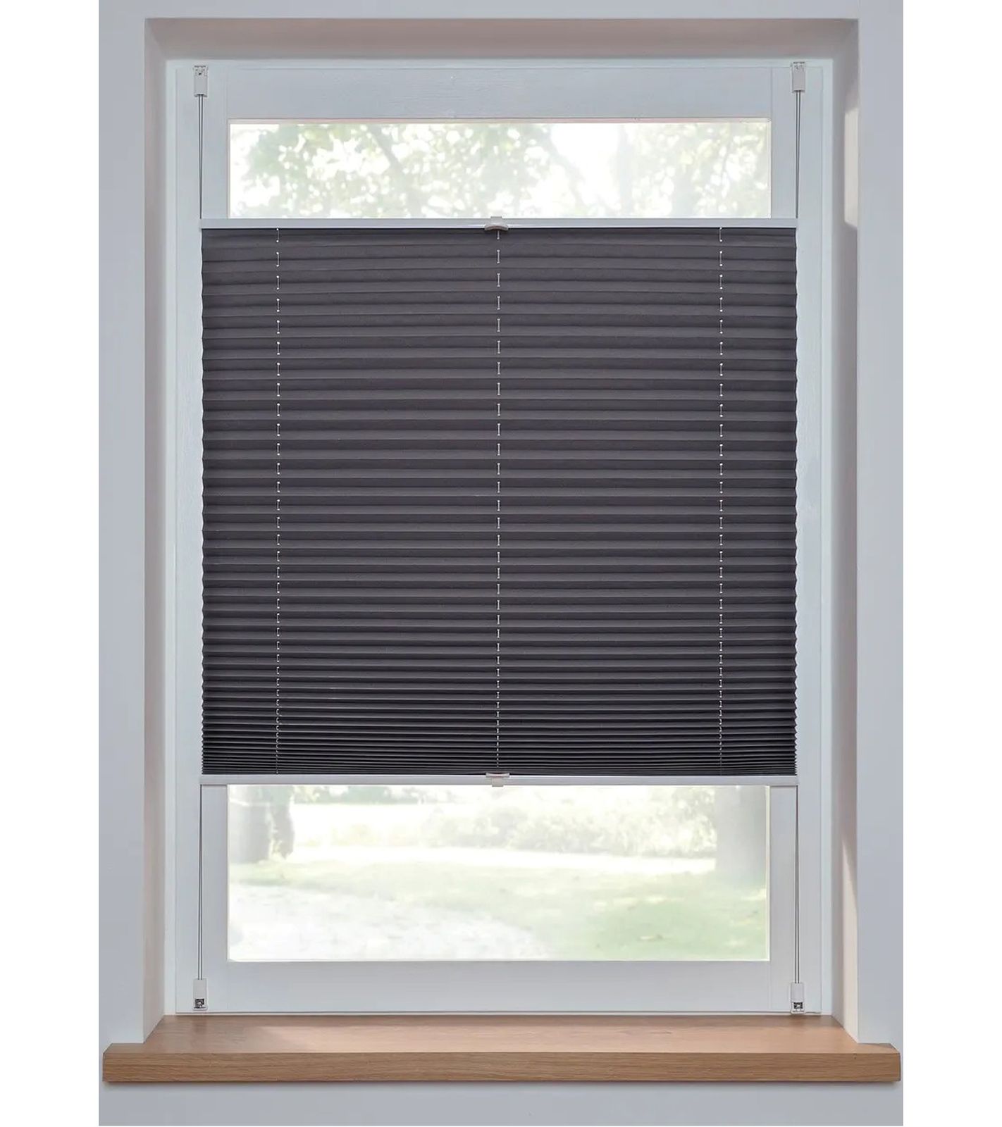 Schlichtes Verdunkelungsplissee mit weißer Rückseite Fenster-Plissees Plissee-Rollo Sonnenschutz 948000 Dunkelgrau