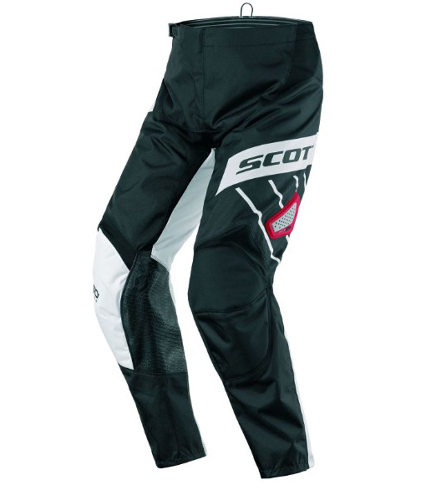 SCOTT Pant 350 Herren Moto-Cross Hose Motorsport-Kleidung mit Unterschenkel-Manschette 246911 1018 Schwarz/Weiß/Rot