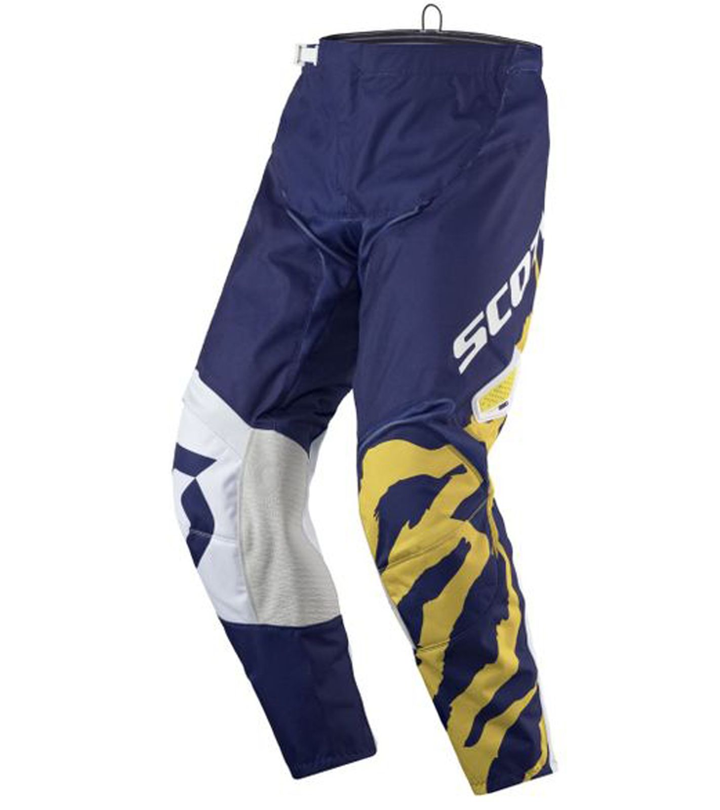 SCOTT Pant 350 Herren Moto-Cross Hose Motorsport-Kleidung mit Unterschenkel-Manschette 246912 1006 Dunkelblau/Weiß/Gelb