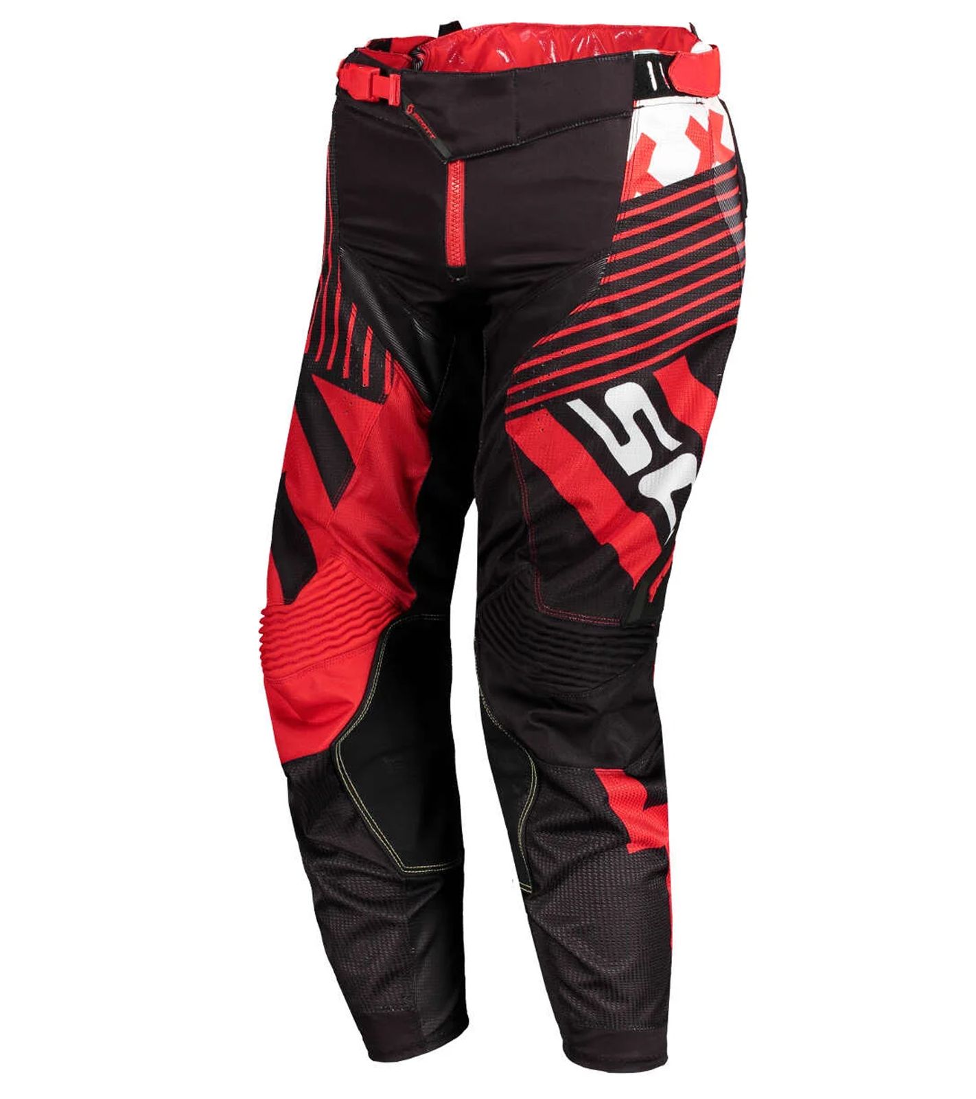 SCOTT Pant 450 Patchwork Herren Moto-Cross Hose Motorsport-Kleidung mit vergrößertem Kniebereich 263436 1042 Schwarz/Rot/Weiß