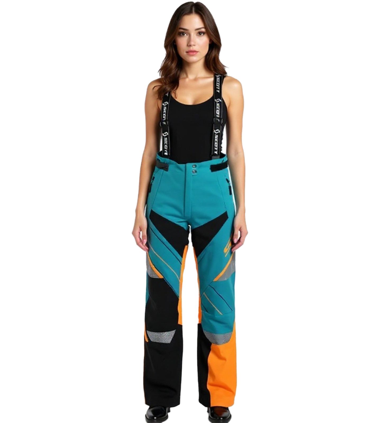 SCOTT Shell Pro Damen Moto-Cross Latz-Hose Ski-Hose Motorsport-Kleidung wasserdichte Softshell-Hose 245006 5735 Blau/Orange
