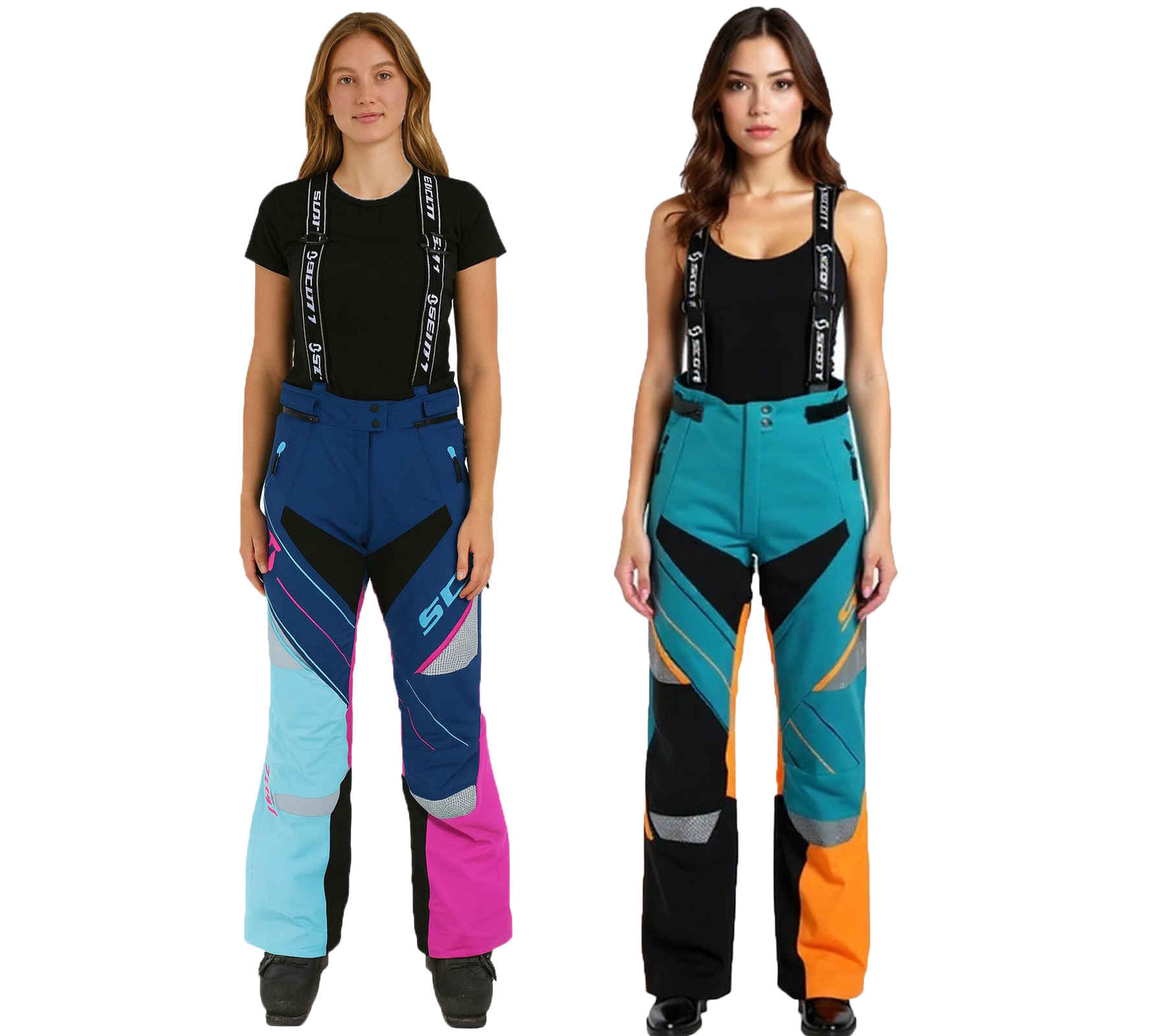 SCOTT Shell Pro Damen Moto-Cross Latz-Hose Ski-Hose Motorsport-Kleidung wasserdichte Softshell-Hose 245006 Blau/Orange oder Blau/Pink