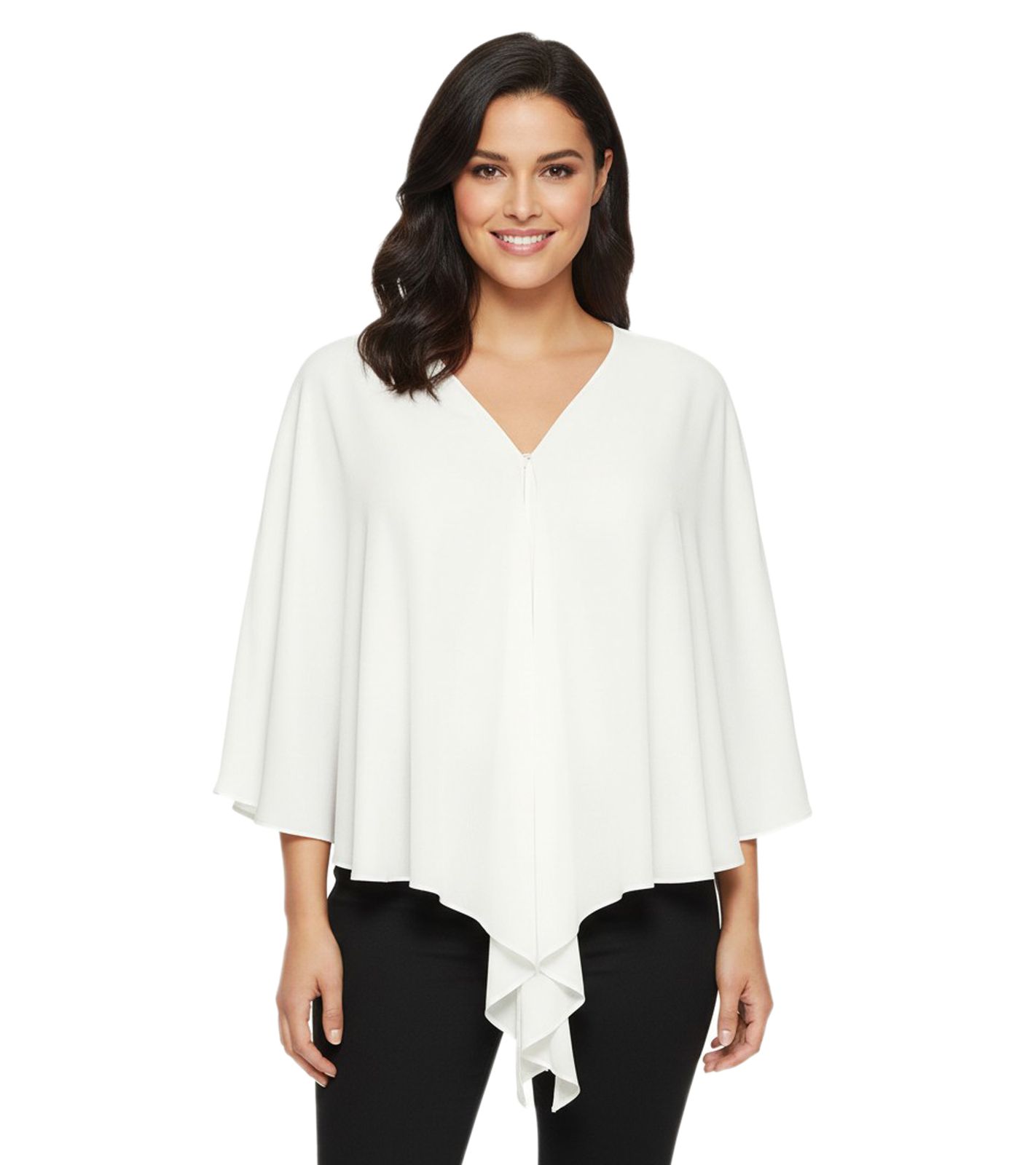 sheego Damen Bluse Überwurf-Bluse mit langer Zipfelform 3/4 Ärmeln Große Größen 134978 Weiß