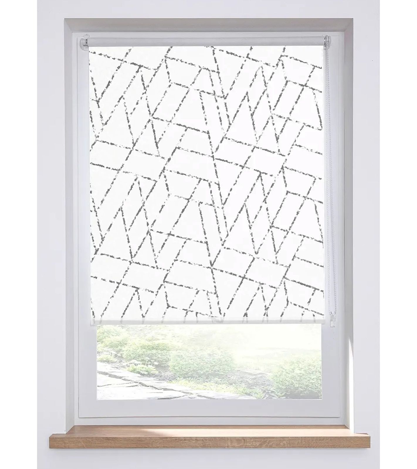 Sichtschutzrollo mit grafischem Design Fenster-Rollo Sonnenschutz 958149 Weiß