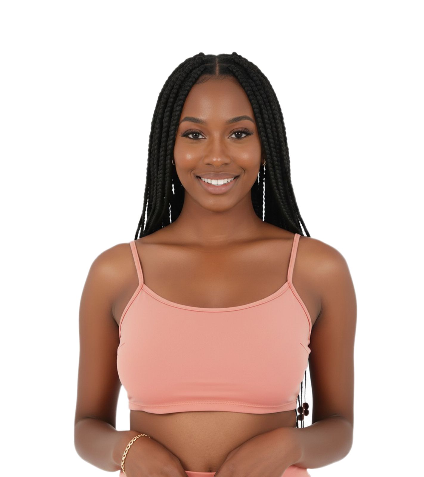Sixth June Damen Crop-Top mit verstellbaren Spaghettiträgern ärmelloses Baumwoll-Shirt 32965 Lachsrosa