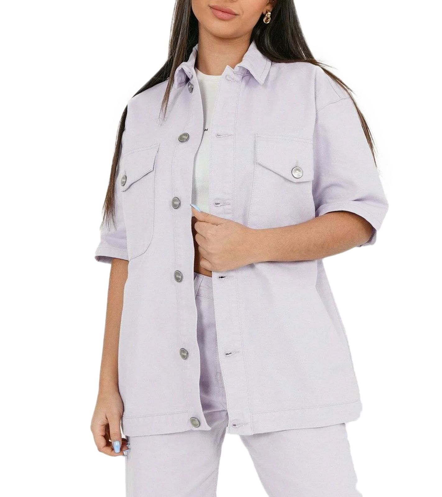 Sixth June Damen Denim-Jacke Herbst-Jacke Baumwoll-Jacke W33796EJA Violett