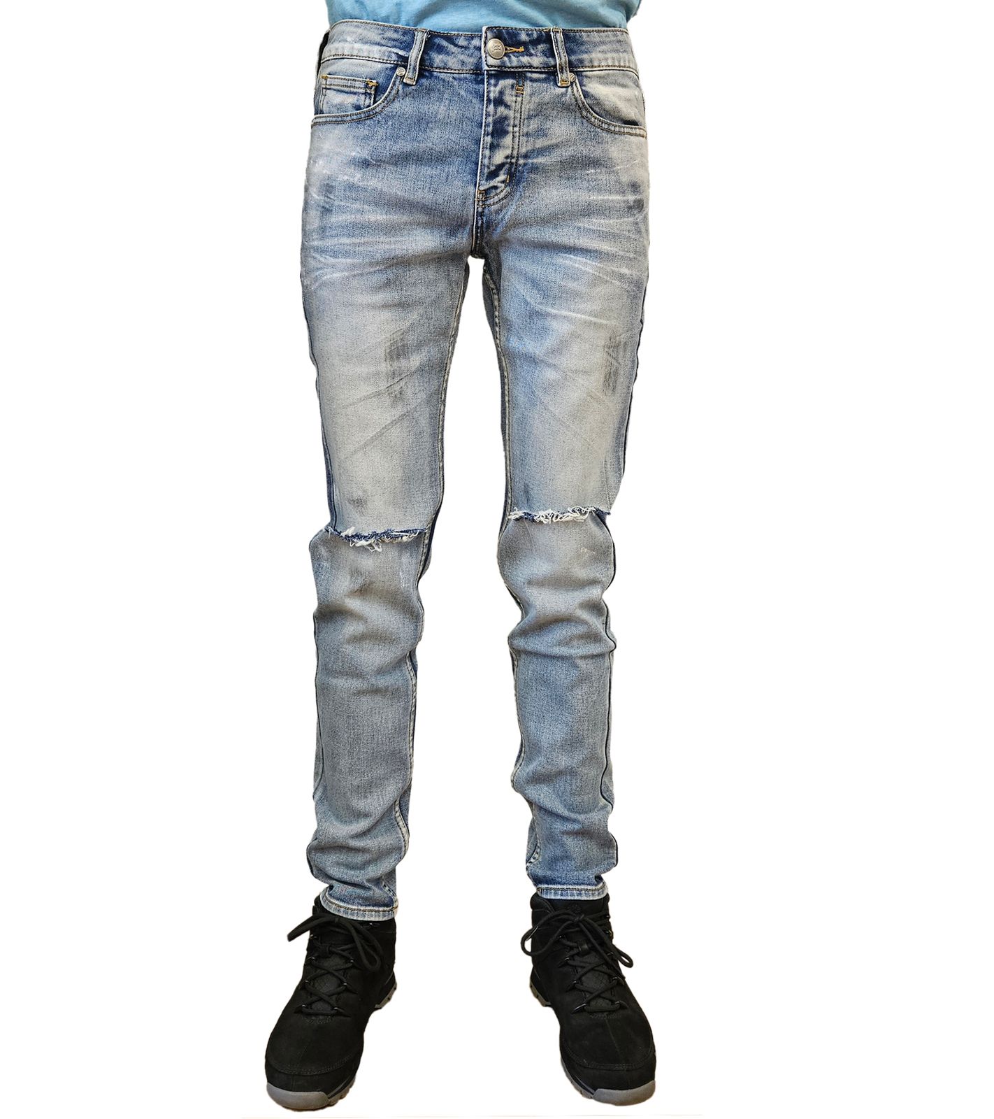 Sixth June Herren Denim-Hose Slim Fit Baumwoll-Hose Skinny Freizeit-Jeans Alltags-Hose M2871HDE Blau