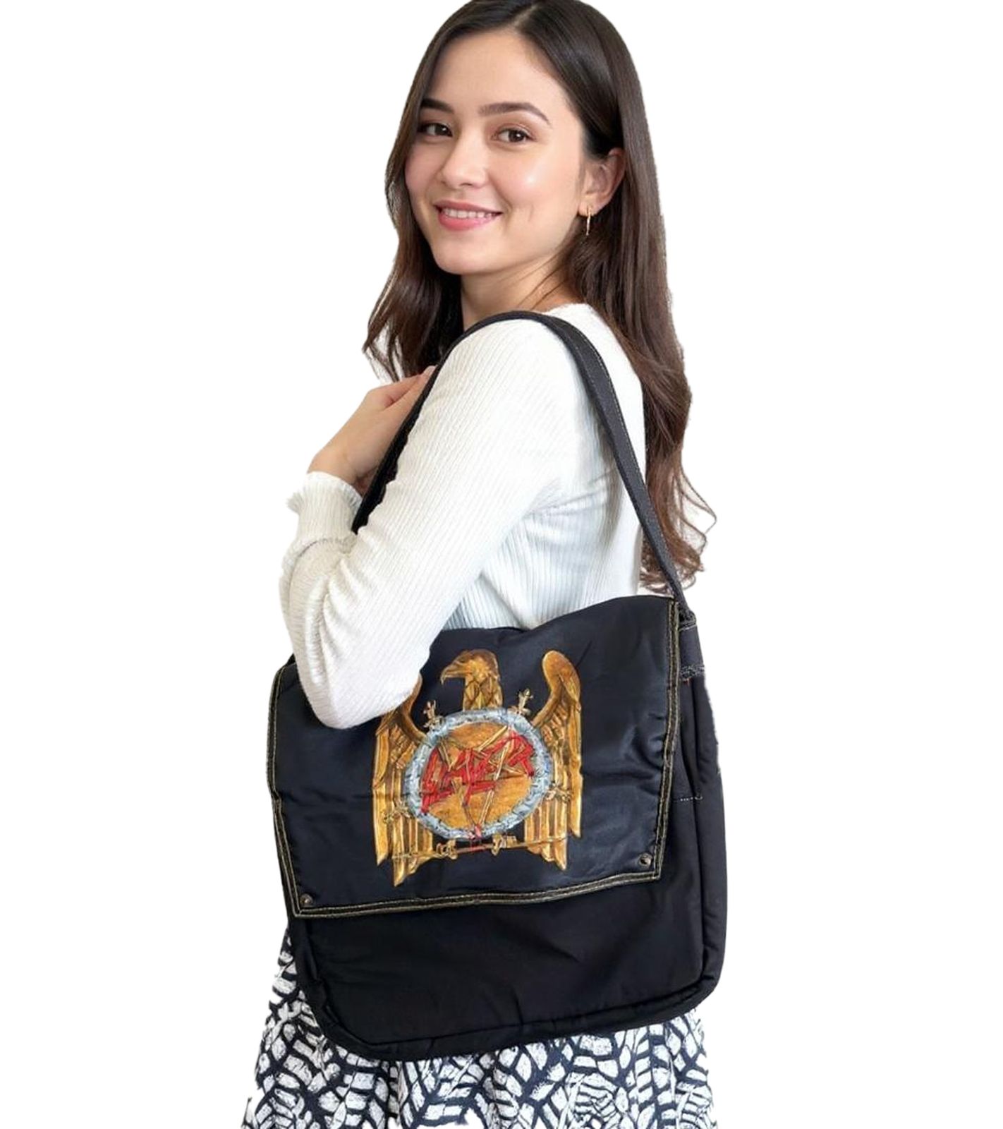 SLAYER Trashmetal-Band Umhänge-Tasche Messengerbag Laptop-Tasche Fan-Artikel 42 x 36 x 6 cm MB106926SLA Schwarz