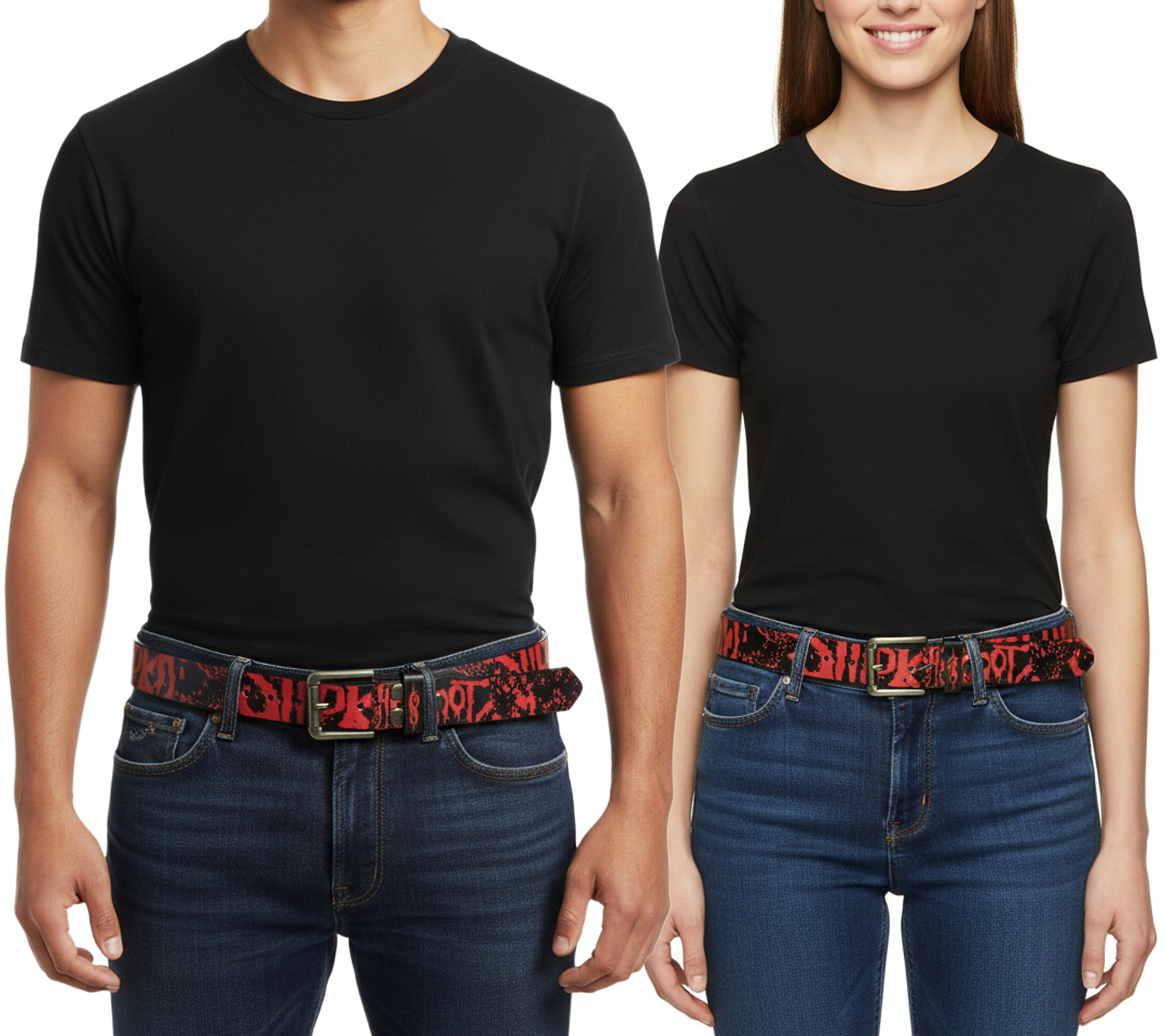 Slipknot Gürtel der Metal-Band für Damen oder Herren Einheitsgröße 95cm verstellbarer Freizeit-Gürtel BT105771SLP Schwarz/Rot