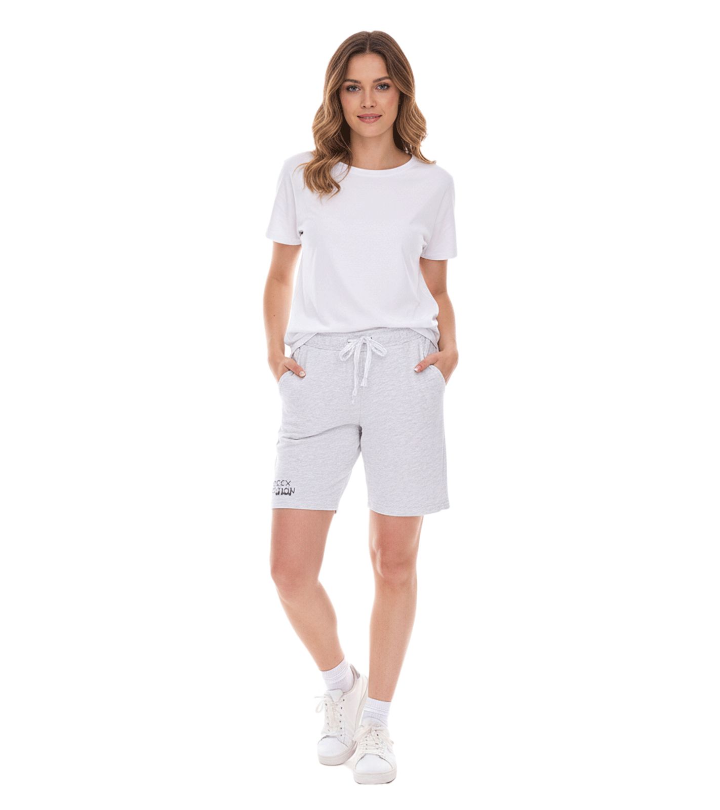 SOCCX by Carina Damen Freizeit-Shorts kurze Baumwoll-Hose Sommer-Shorts 364388_2007 Grau