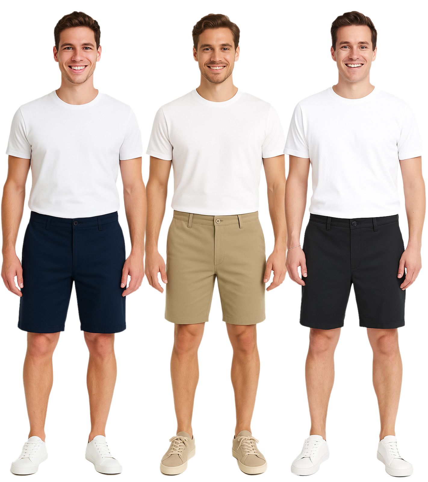 !SOLID Joe Herren Freizeit-Bermuda Chino-Hose Baumwoll-Shorts kurze Hose 21108170 in Dunkelblau, Schwarz oder Beige