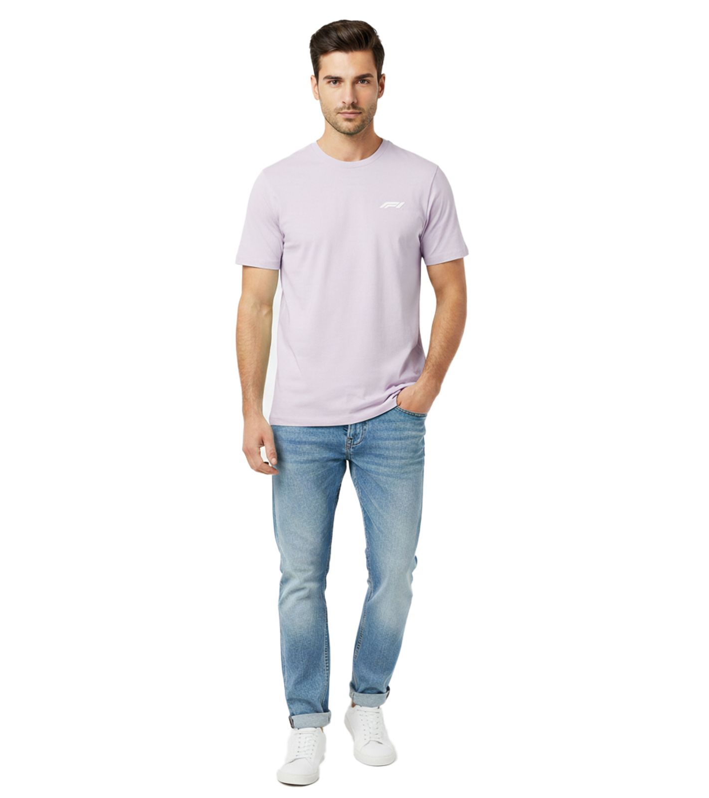 sommerliches Formula 1 F1 Pastell Herren Rundhals-Shirt Formel 1 Baumwoll-Shirt Kurzarm-Shirt 701222540 003 Lila