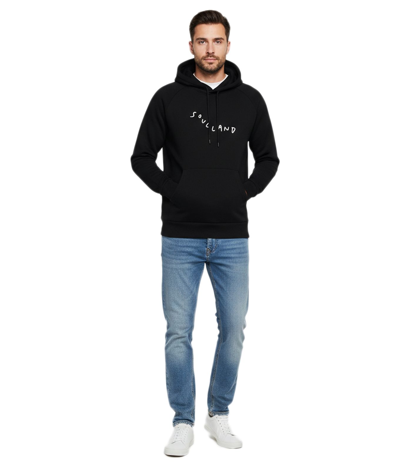 Soulland Marker Logo Kapuzenpullover für Herren Stylischer Hoodie mit Logo-Detail und komfortabler Passform Schwarz