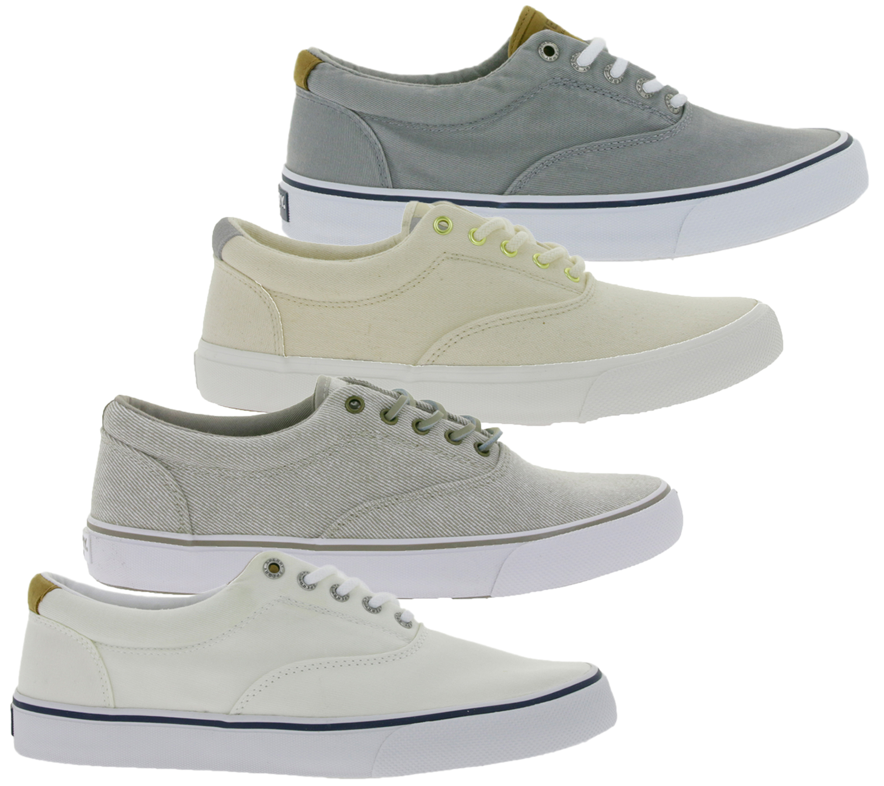 SPERRY Bahama Striper II Cvo SW und Bahama Striper II Cvo Herren Leinen-Sneaker mit Wave-Siping-Technologie Beige, Weiß, Grau oder Hellgrau