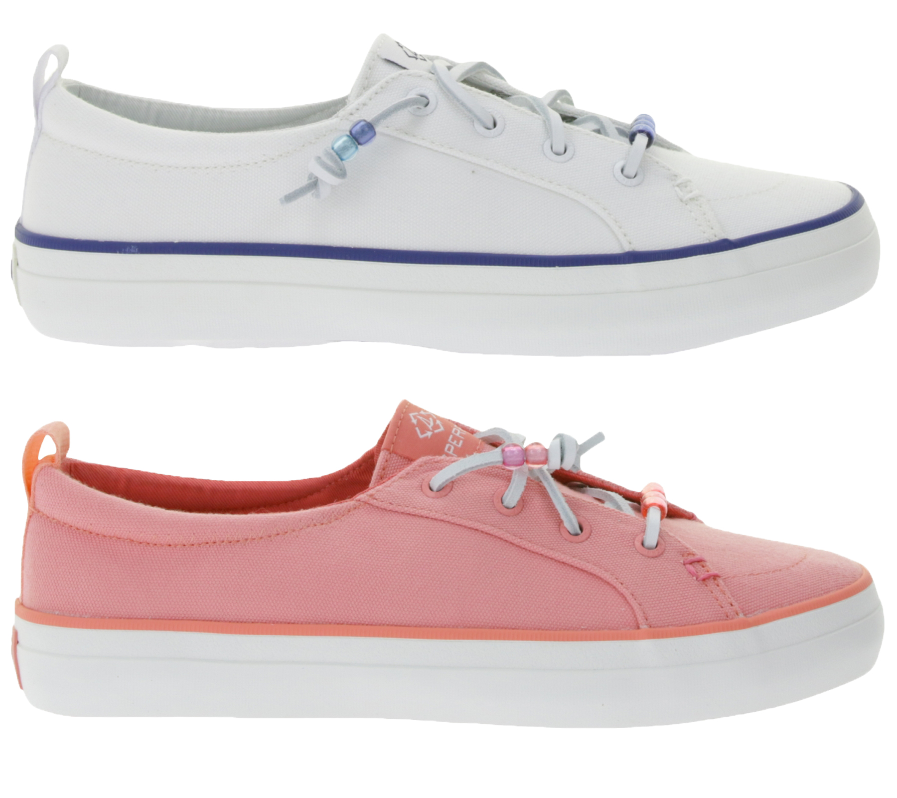 SPERRY Crest Vibe Canvas Damen Freizeit-Sneaker nachhaltige Alltags-Schuhe Schlupf-Schuhe STS884 Flamingo Pink oder Weiß