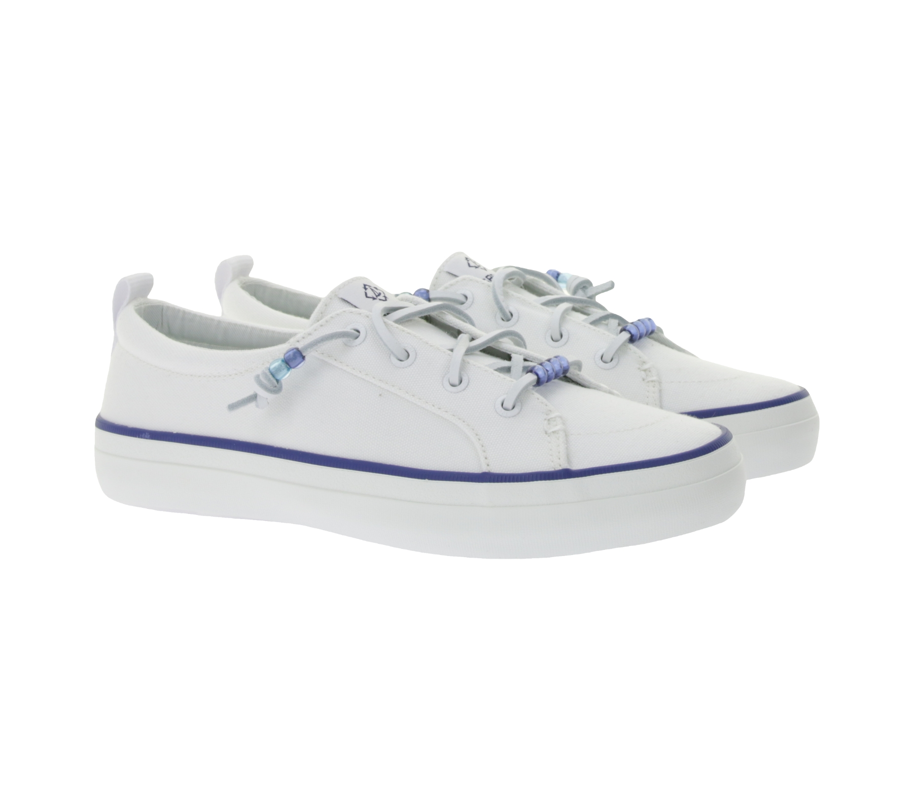 SPERRY Crest Vibe Canvas Damen Freizeit-Sneaker nachhaltige Alltags-Schuhe Schlupf-Schuhe STS88472 Weiß/Blau