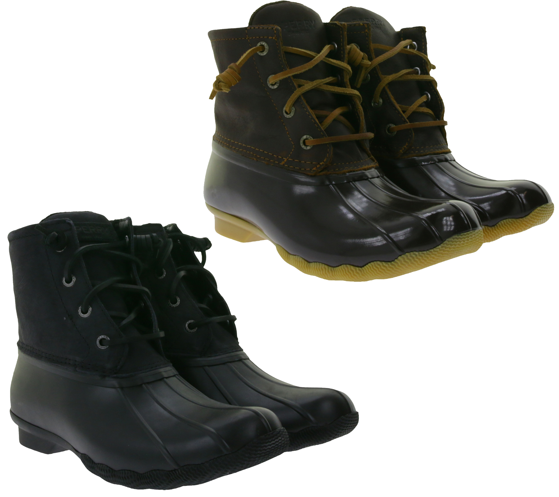SPERRY Saltwater Damen Boots wasserdichte Stiefelette mit Echtleder und Wave-Siping-Technologie STS88108 STS91176 Schwarz oder Braun