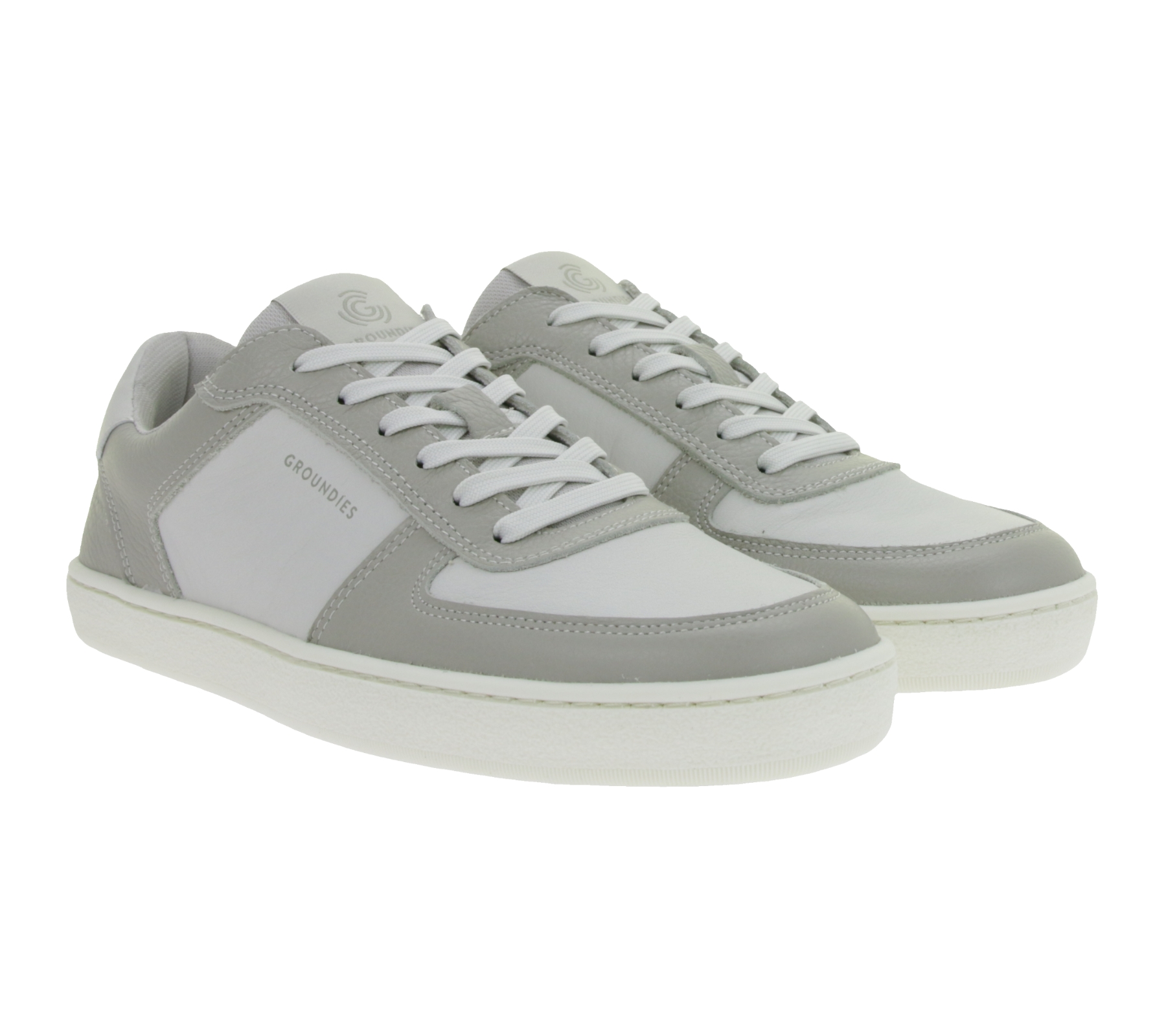 sportliche GROUNDIES Barfußschuhe Hamptons 2.0 Damen Low-Top Echtleder Sneaker mit TrueSense Sohle GND-110256-30 Weiß/Grau