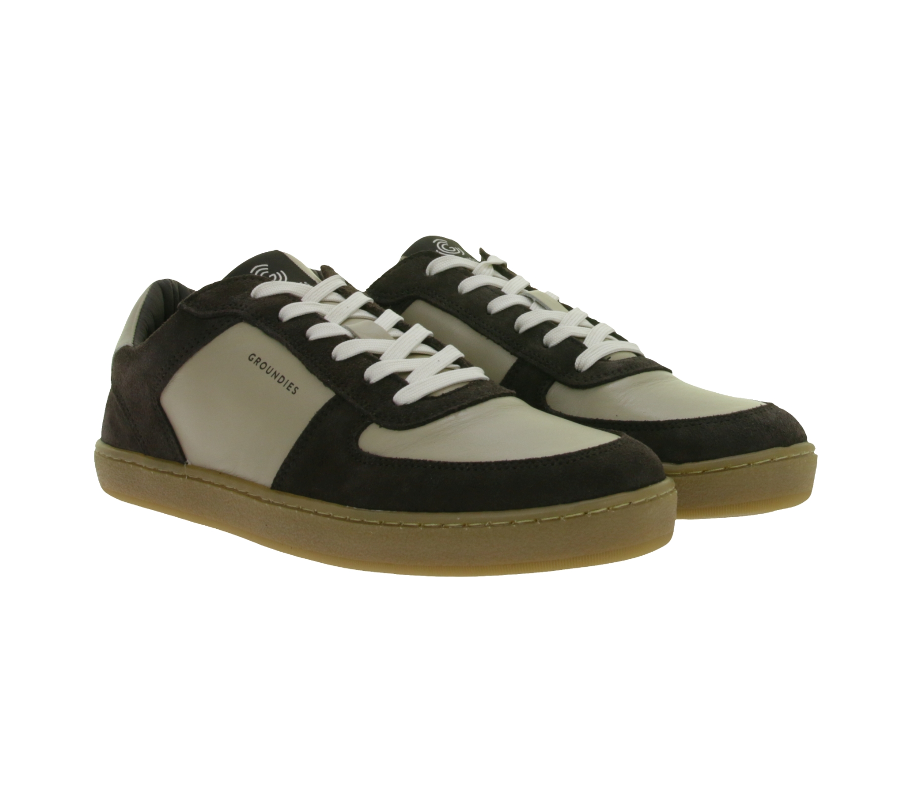 sportliche GROUNDIES Barfußschuhe Hamptons 2.0 Herren Low-Top Echtleder Sneaker mit TrueSense Sohle Schnür-Schuhe GND-210256-04 Braun