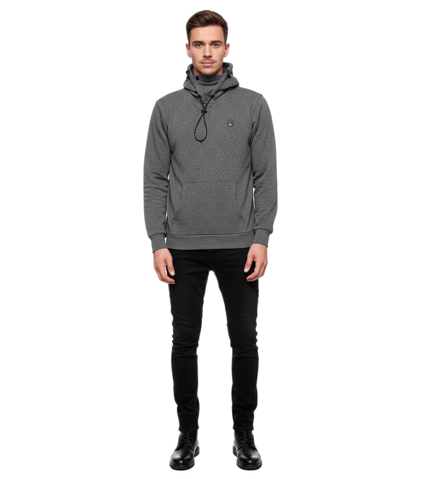Sportlicher Hoodie für Herren mit cooler Kapuze Sweater Kapuzen-Pullover 19140 Anthrazit