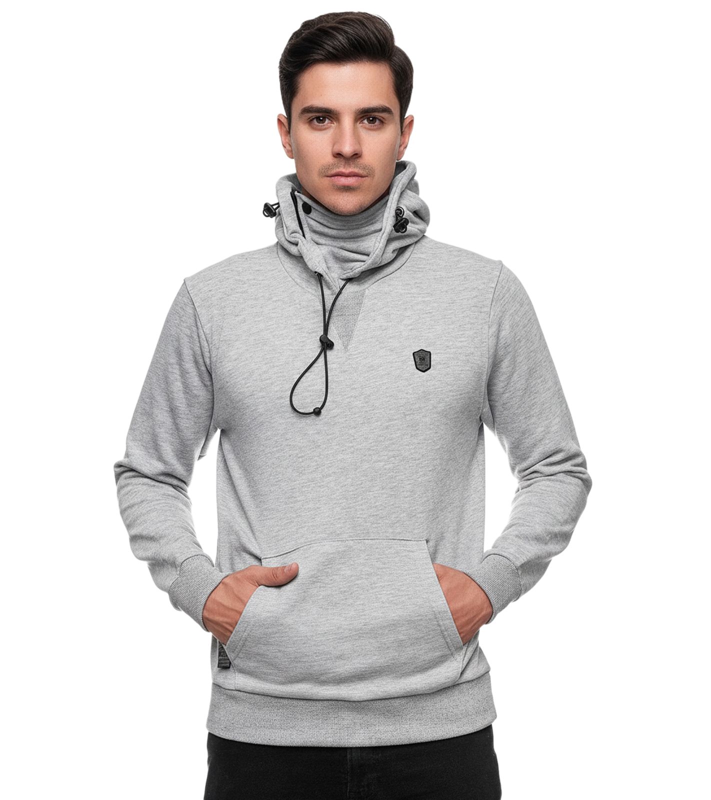 Sportlicher Hoodie für Herren mit cooler Kapuze Sweater Kapuzen-Pullover 19140 Grau