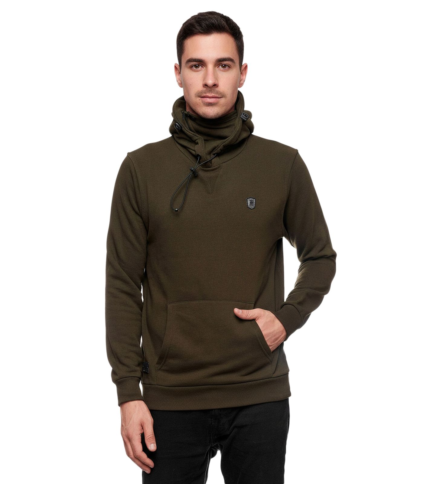 Sportlicher Hoodie für Herren mit cooler Kapuze Sweater Kapuzen-Pullover 19140 Khaki