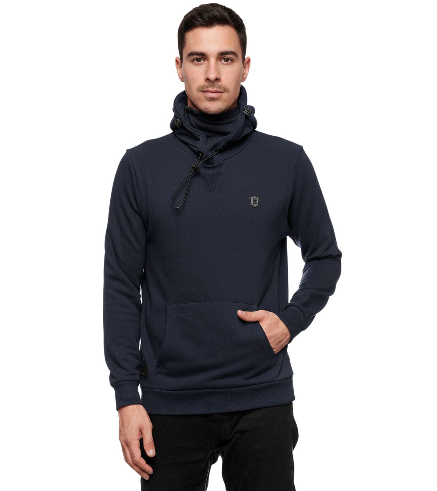 Sportlicher Hoodie für Herren mit cooler Kapuze Sweater Kapuzen-Pullover 19140 Marine-Blau
