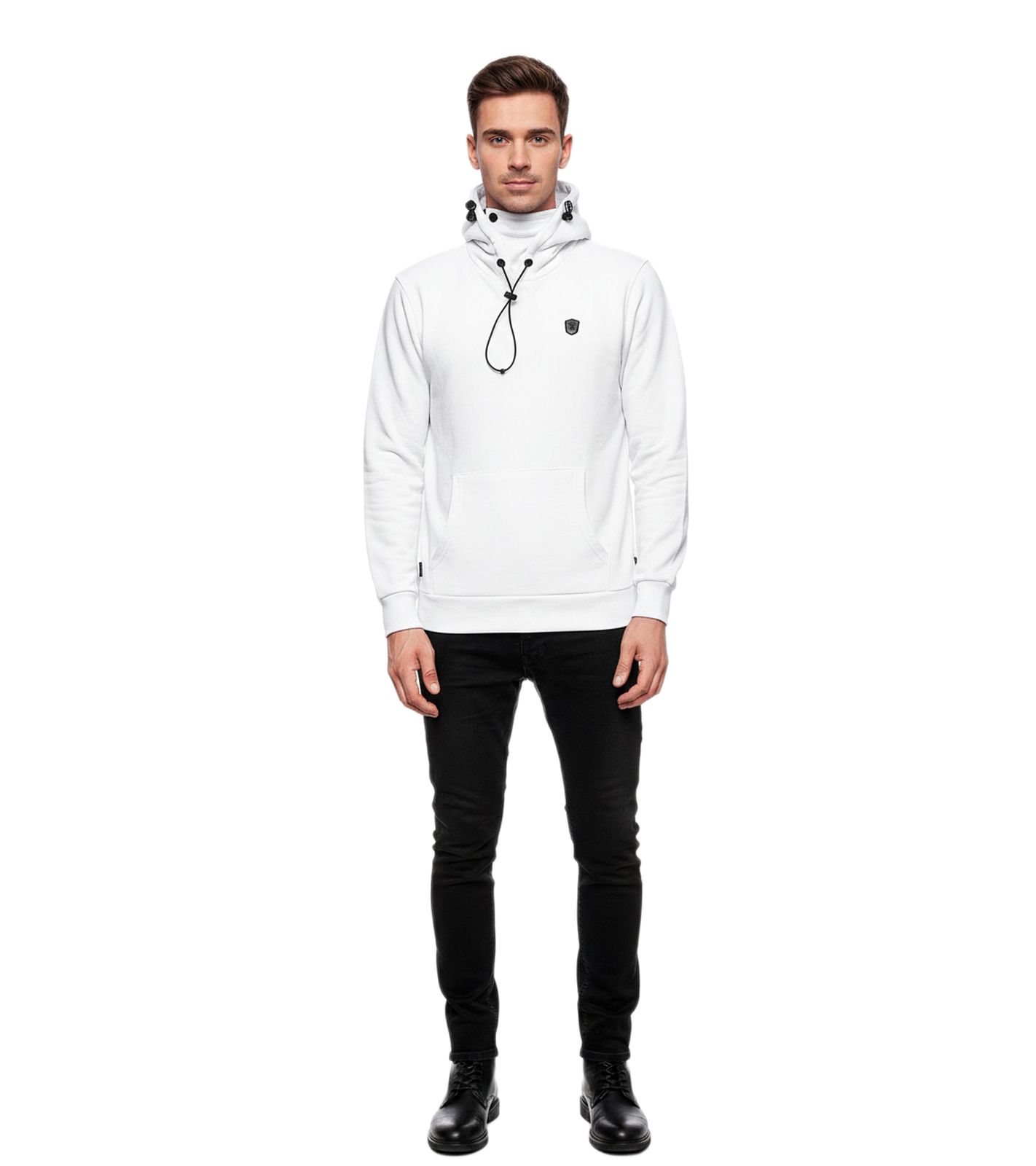 Sportlicher Hoodie für Herren mit cooler Kapuze Sweater Kapuzen-Pullover 19140 Weiß