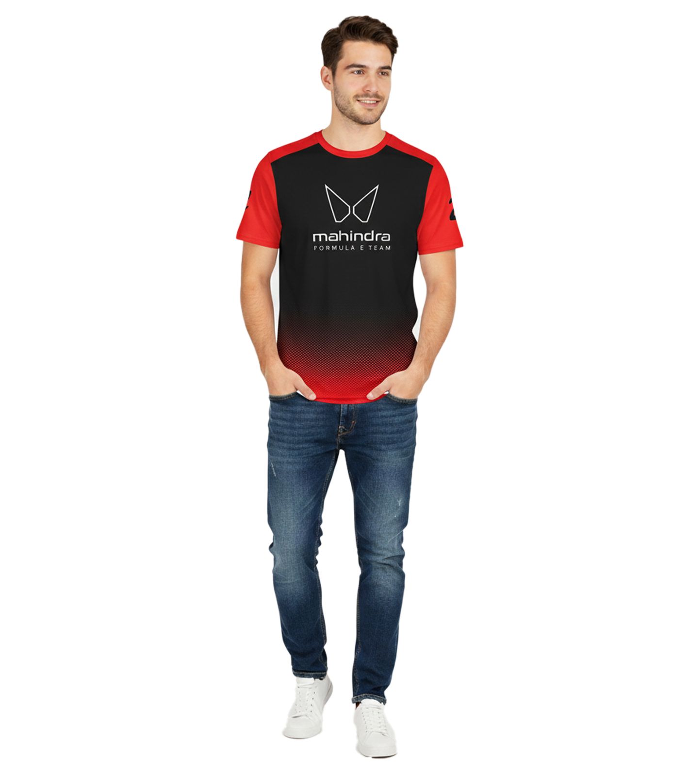 sportliches Formula E Mahandra Racing Herren Rundhals-Shirt nachhaltiges Sport-Trikot 701229002 001 Schwarz/Rot