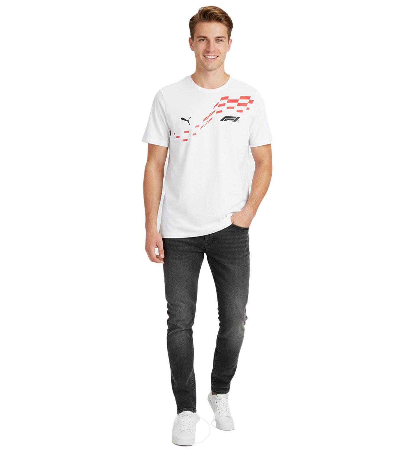 sportliches PUMA x F1 Formel 1 Motorsport Herren T-Shirt Baumwoll-Shirt F1 Klassiker 701228160 002 Weiß