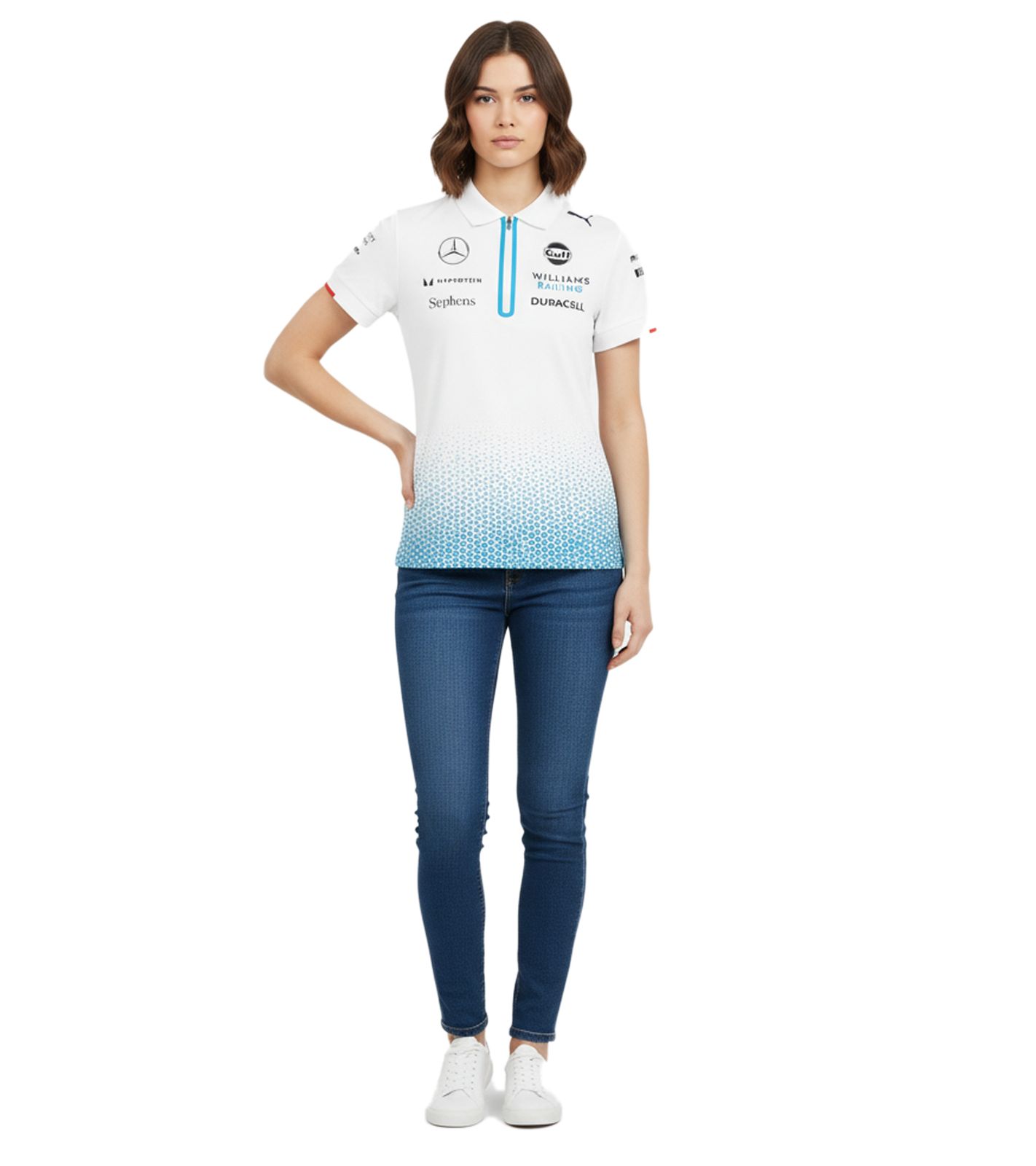 sportliches Williams Racing Formel 1 Motorsport Damen Polo-Shirt Team 2024 Fan-Artikel 701228997 002 Weiß