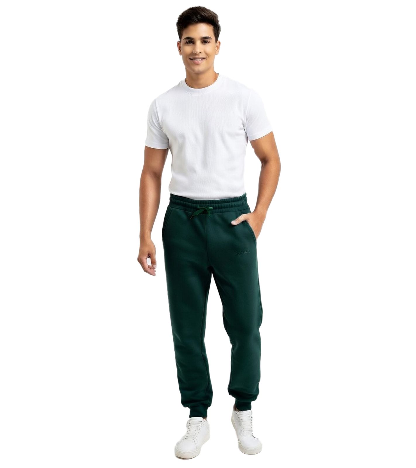 stilsichere ON THAT ASS Aaron Herren Jogging-Hose Baumwoll-Sweat-Hose mit Logo-Schriftzug und Taschen Jogger Grün