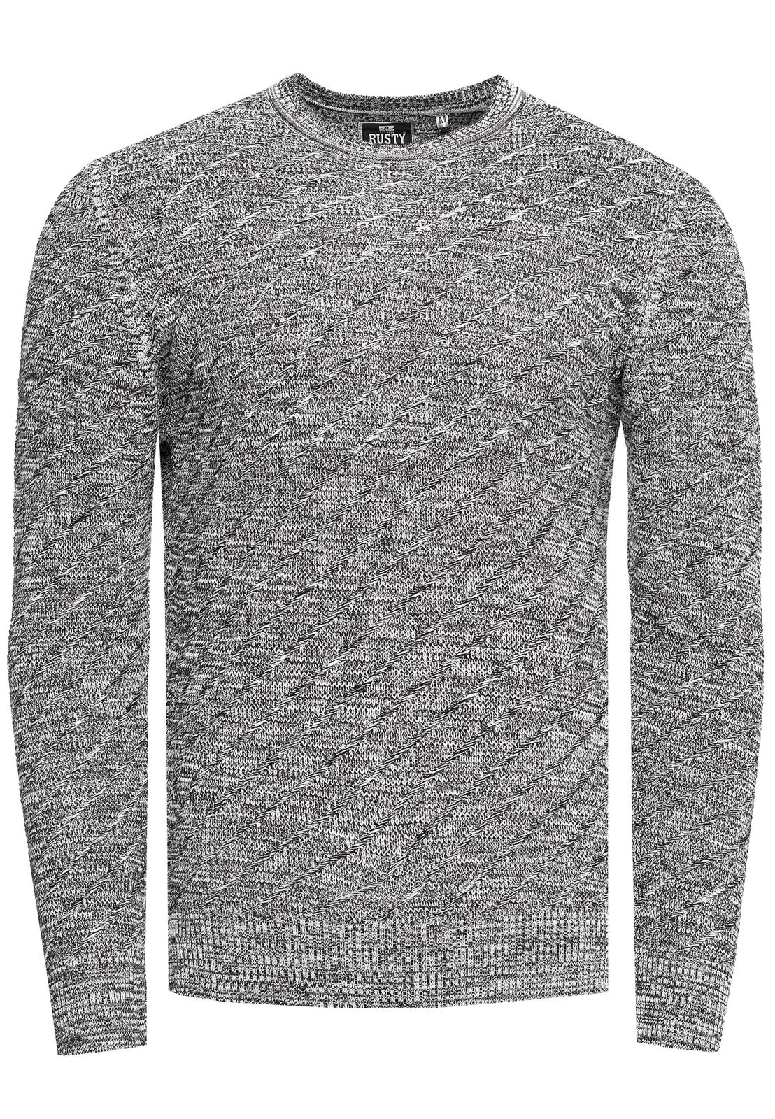 Stilvoller Herren Feinstrick-Pullover mit diagonaler Struktur Slim Fit Strick-Sweater 13381 Grau