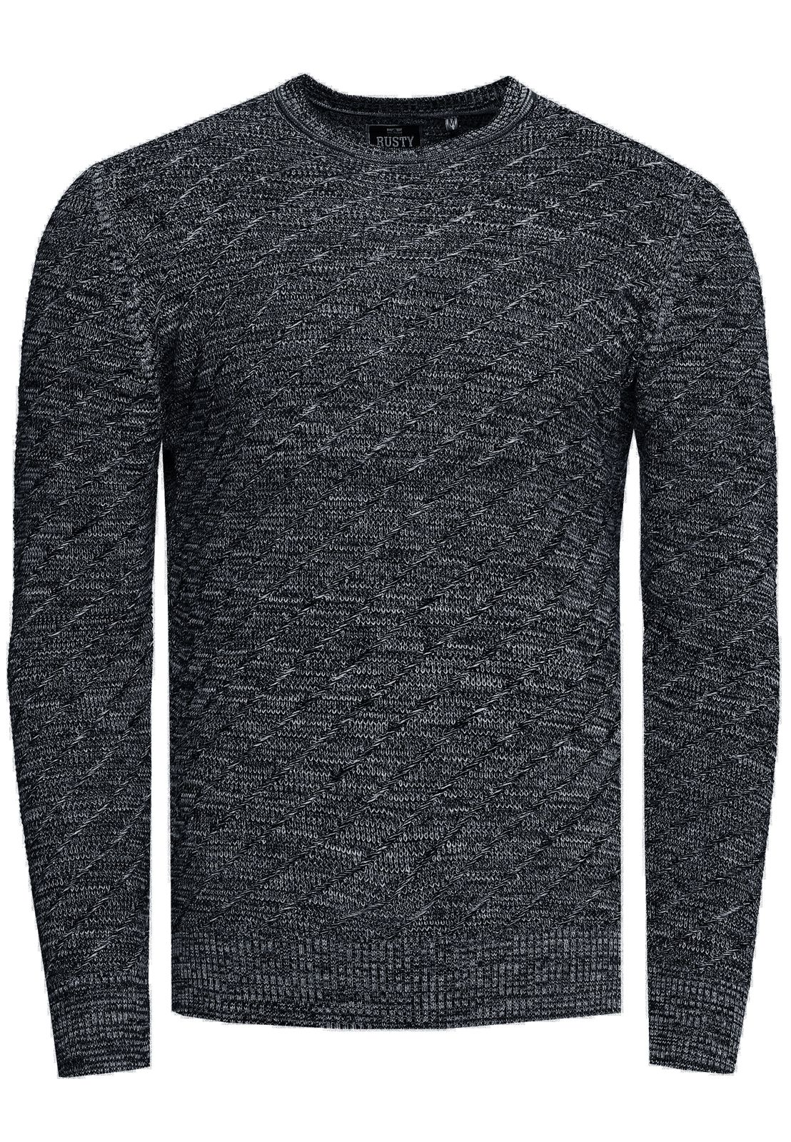 Stilvoller Herren Feinstrick-Pullover mit diagonaler Struktur Slim Fit Strick-Sweater 13381 Marine