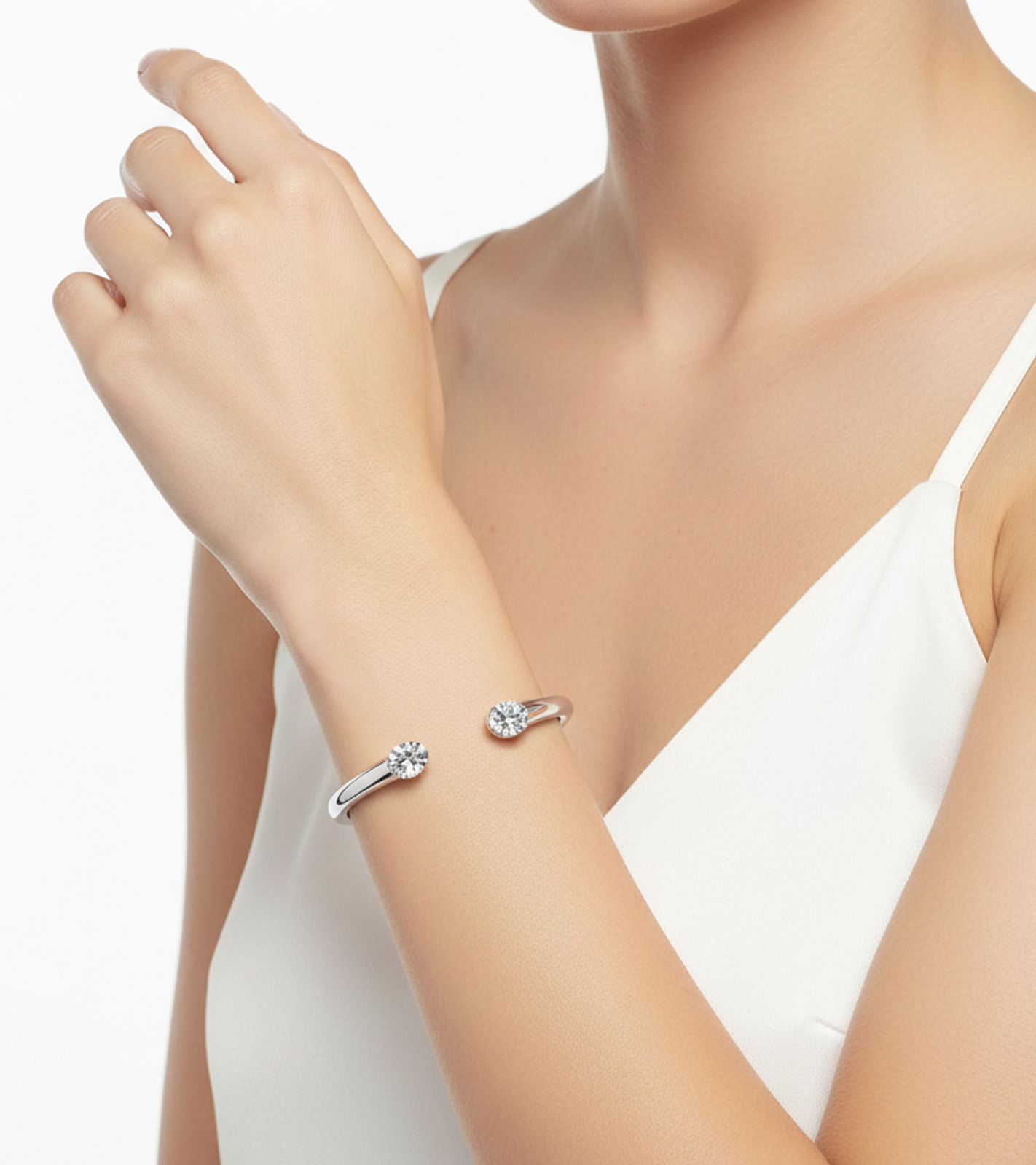 Stilvolles Calvin Klein Damen Edelstahl-Armband mit funkelnden Kristallen Arm-Schmuck Handgelenk-Schmuck Größe XS KJ8YMF0405 Silber
