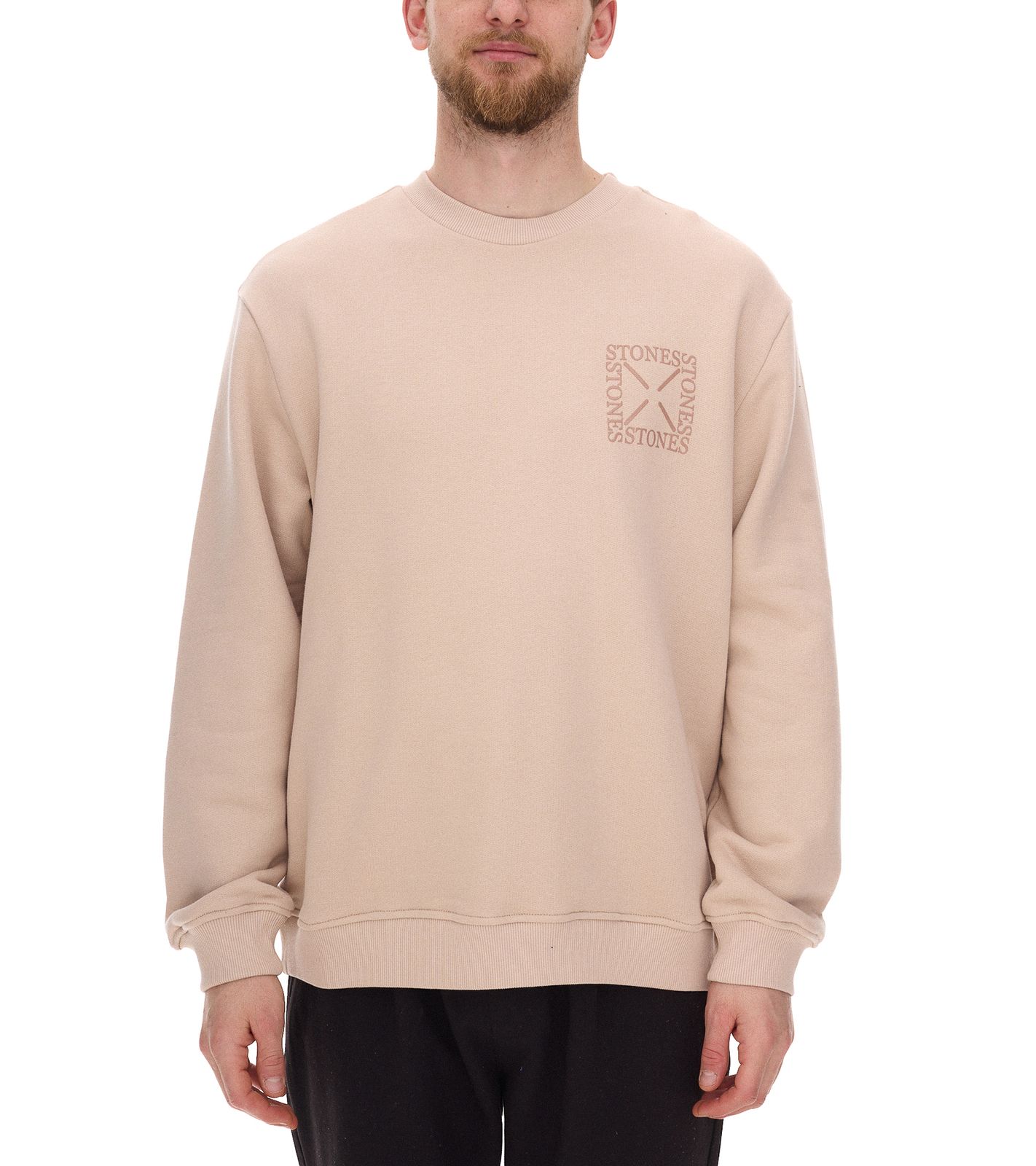 STONES Herren Pullover aus Baumwolle mit Rundhals-Ausschnitt Oversized-Sweater Sweatshirt 400gsm Beige