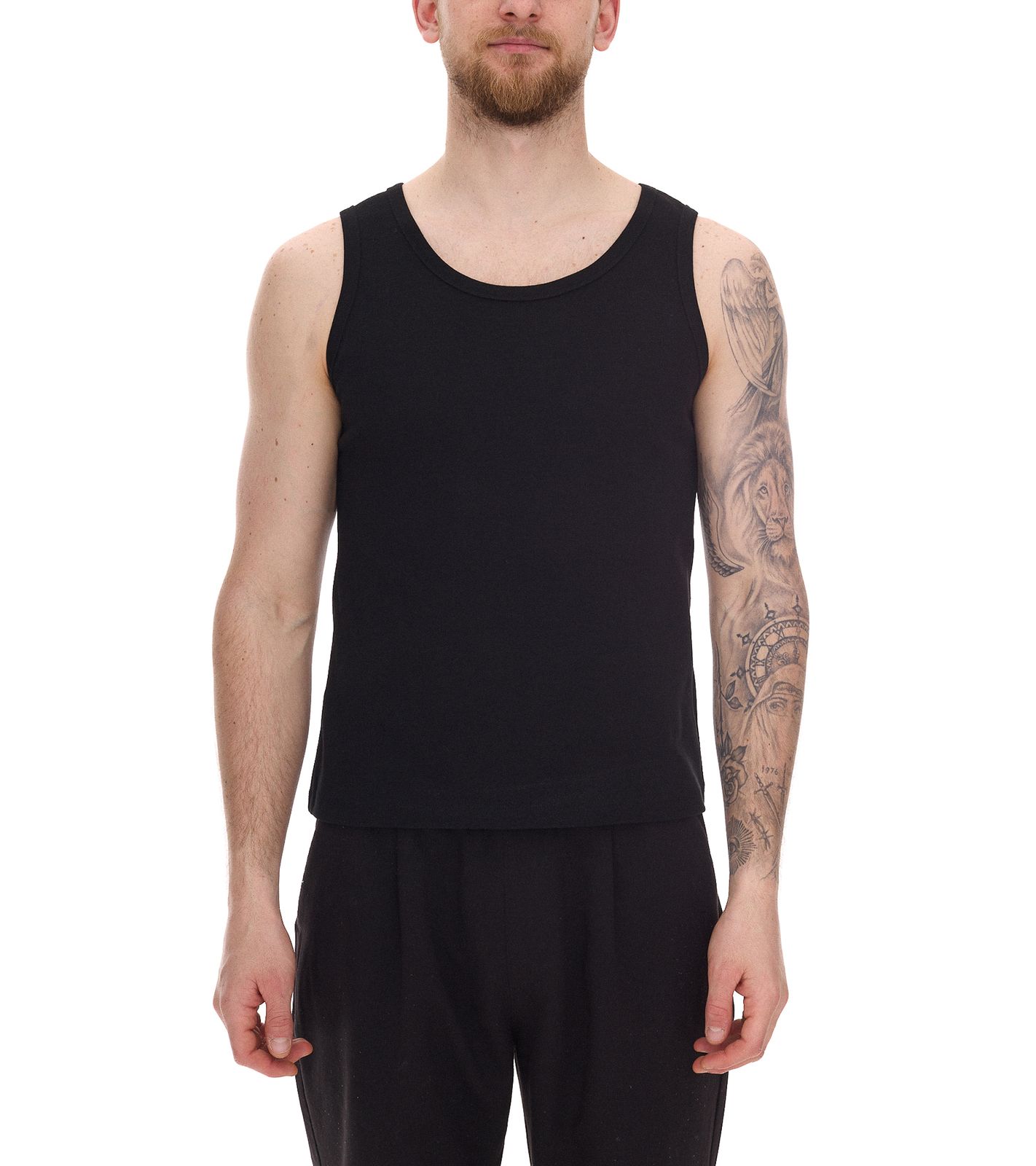 STONES Herren Tank Top Baumwoll-Shirt Basic-Top Rundhals-Top Achsel-Shirt Unterhemd Schwarz