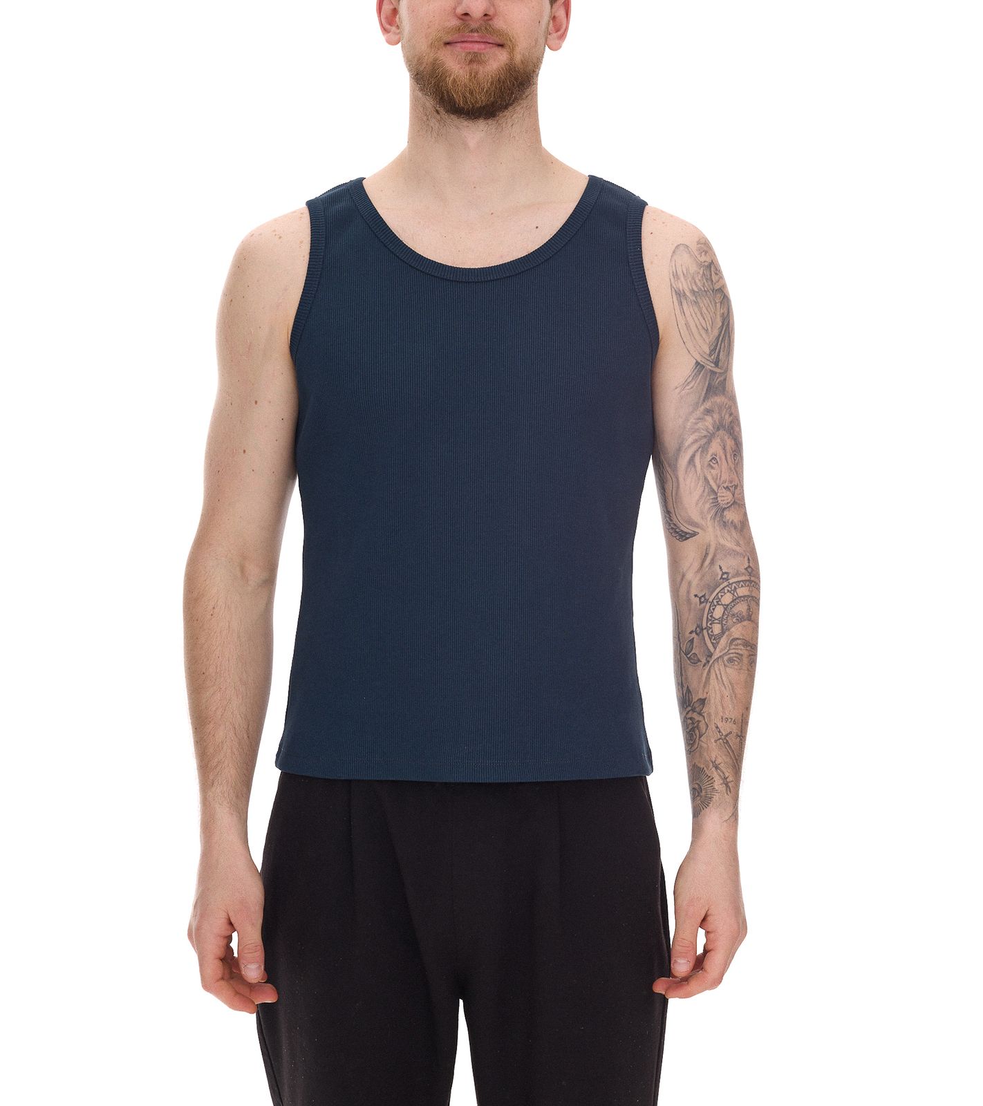 STONES Herren Tank Top modernes Shirt aus Baumwolle Rundhals-Top Muskel-Shirt Unterhemd Dunkelblau