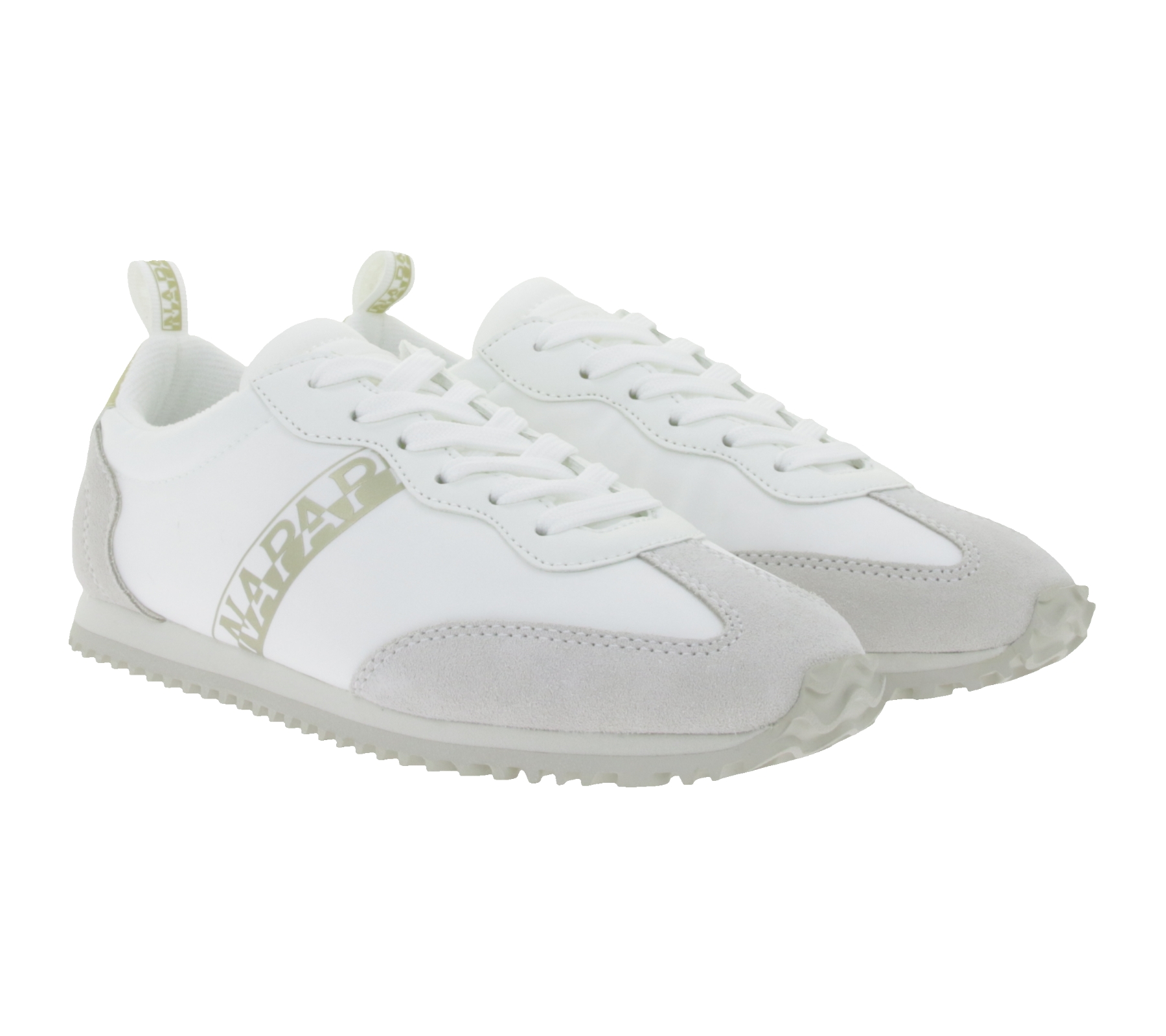 Stylische NAPAPIJRI Damen Sneaker im Layer-Look Echtleder-Schuhe Schnür-Schuhe NP0A4IQ9 MQM Weiß