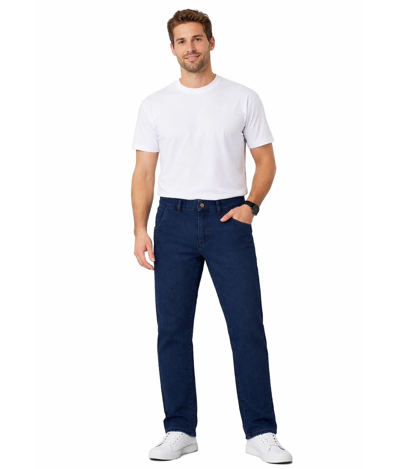 Stylische Pierre Cardin Herren Chino-Jeans Denim-Hose Baumwoll-Hose I22PI4565 Blau