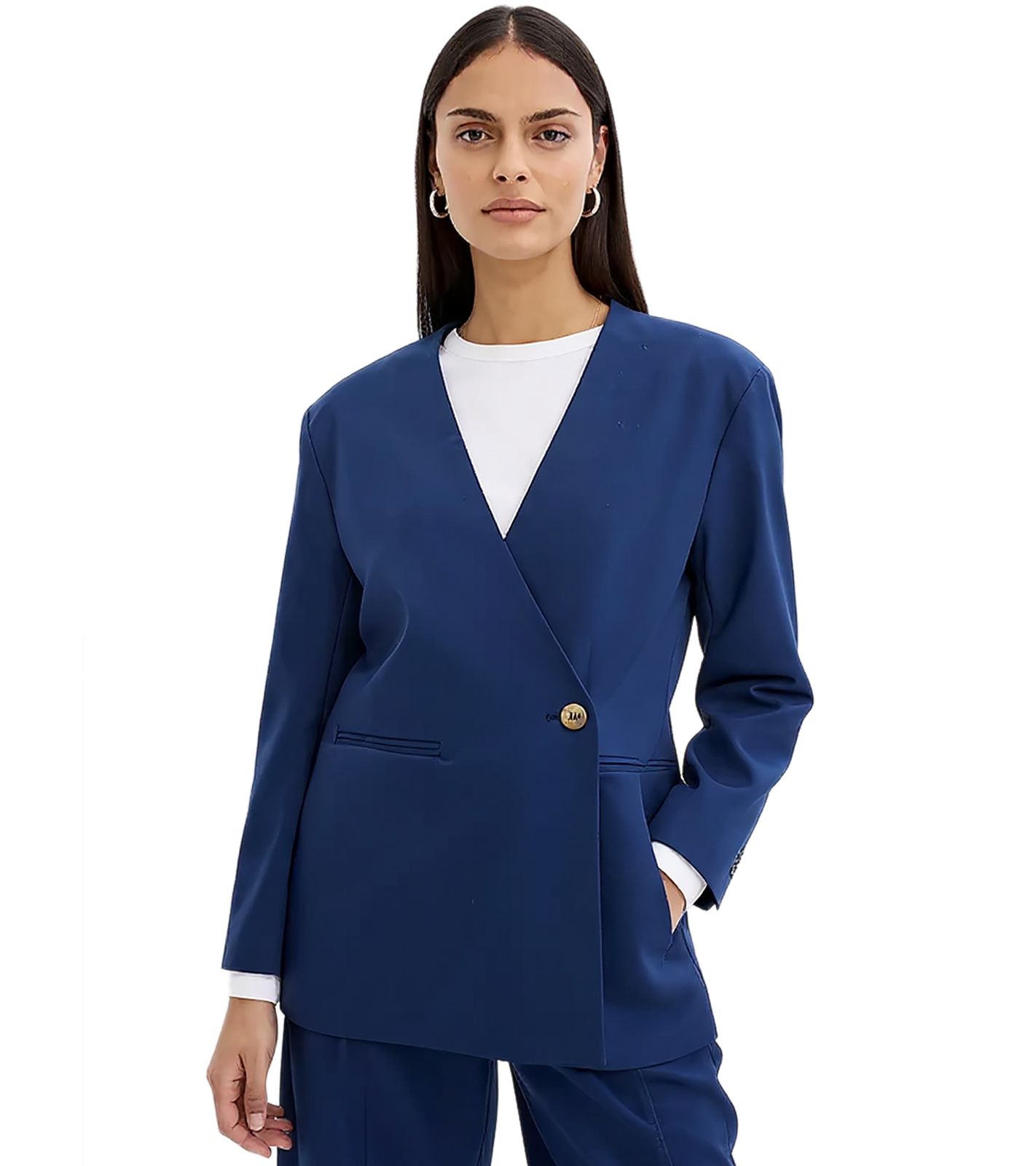 stylischer Damen Ausgeh-Blazer Herbst-Blazer Business-Blazer Baumwoll-Blazer 950940 Blau