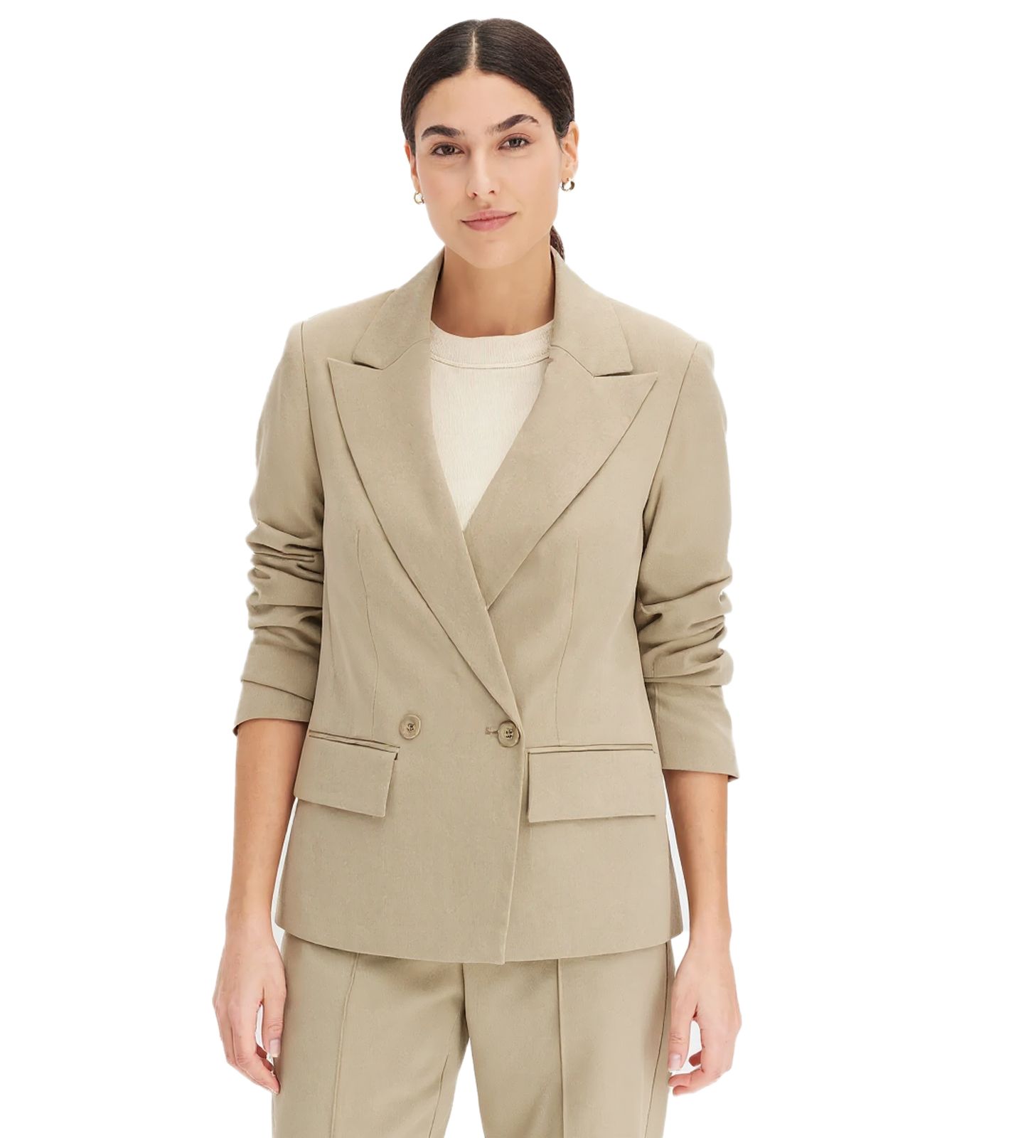 stylischer Damen Ausgeh-Blazer Herbst-Blazer Business-Blazer Baumwoll-Blazer 963735 Khaki