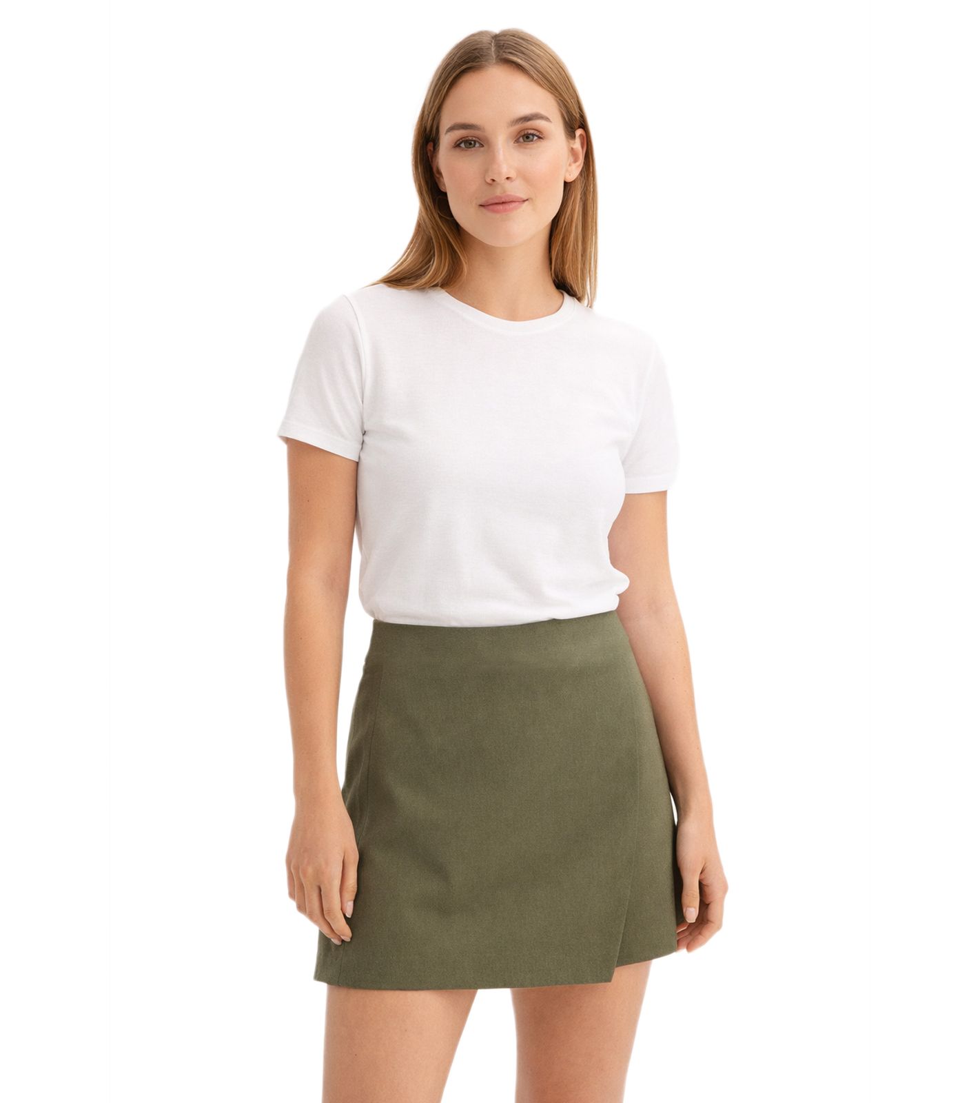 stylischer Damen Hosen-Rock Mini-Rock mit Shorts hinten 904949 Dunkel-Oliv