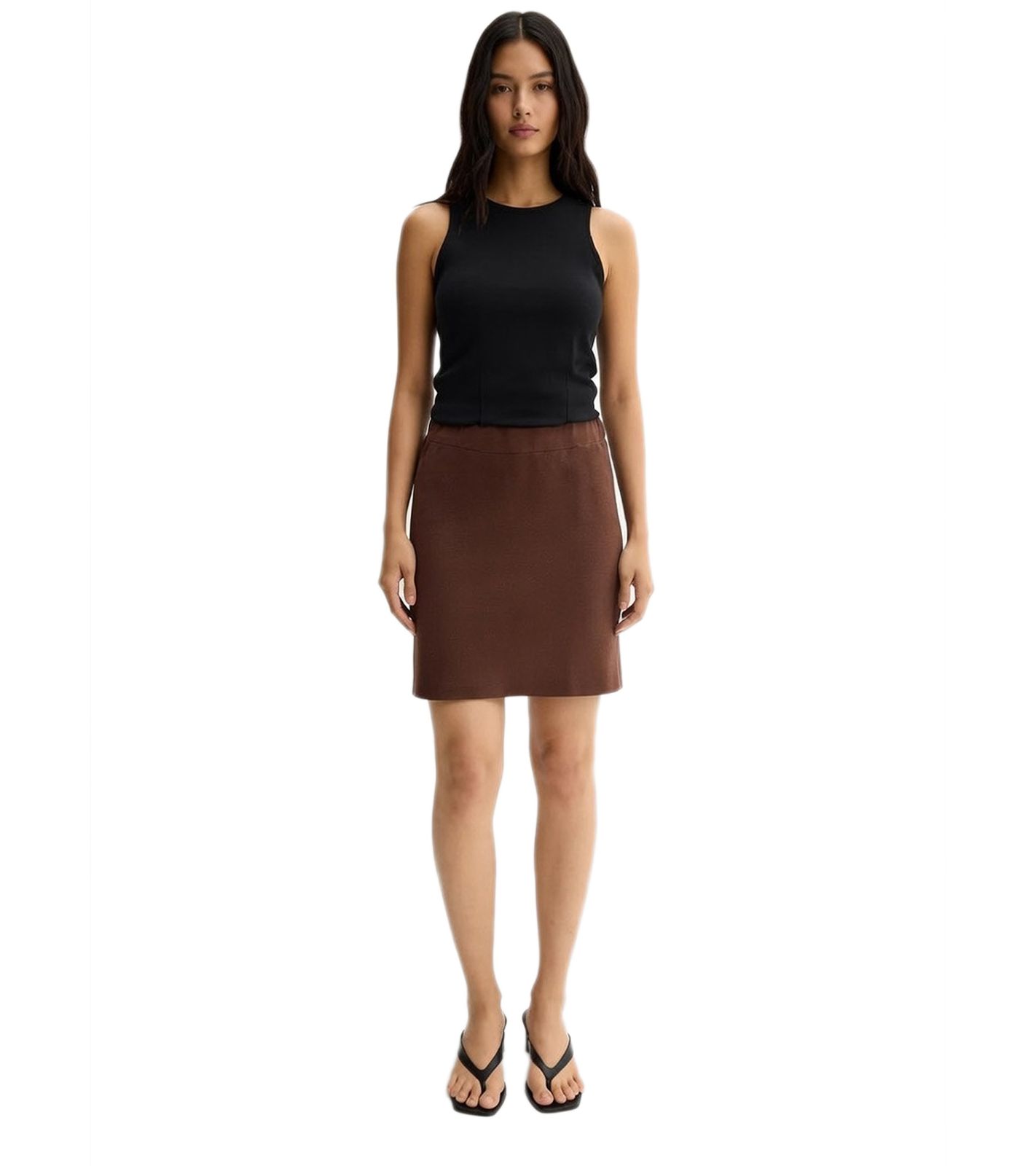 stylischer Damen Mini-Rock Feinstrick-Schlupfrock Große Größen 966465 Braun