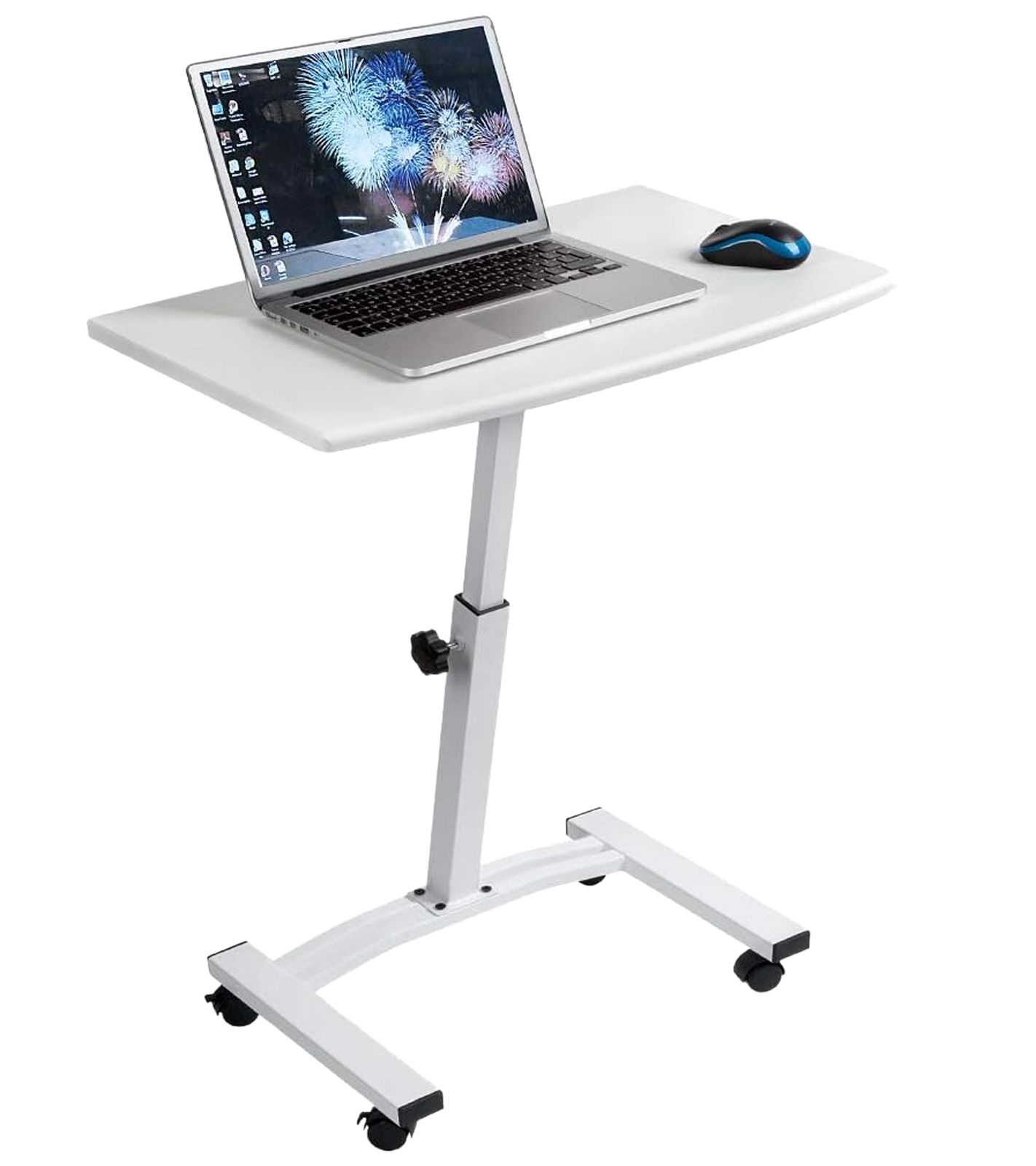 Tatkraft Cheer Laptop-Tisch höhenverstellbarer Arbeits-Tisch Laptop-Ständer 360 Grad drehbare Räder Bett-Tisch 40x60cm 10345 Weiß