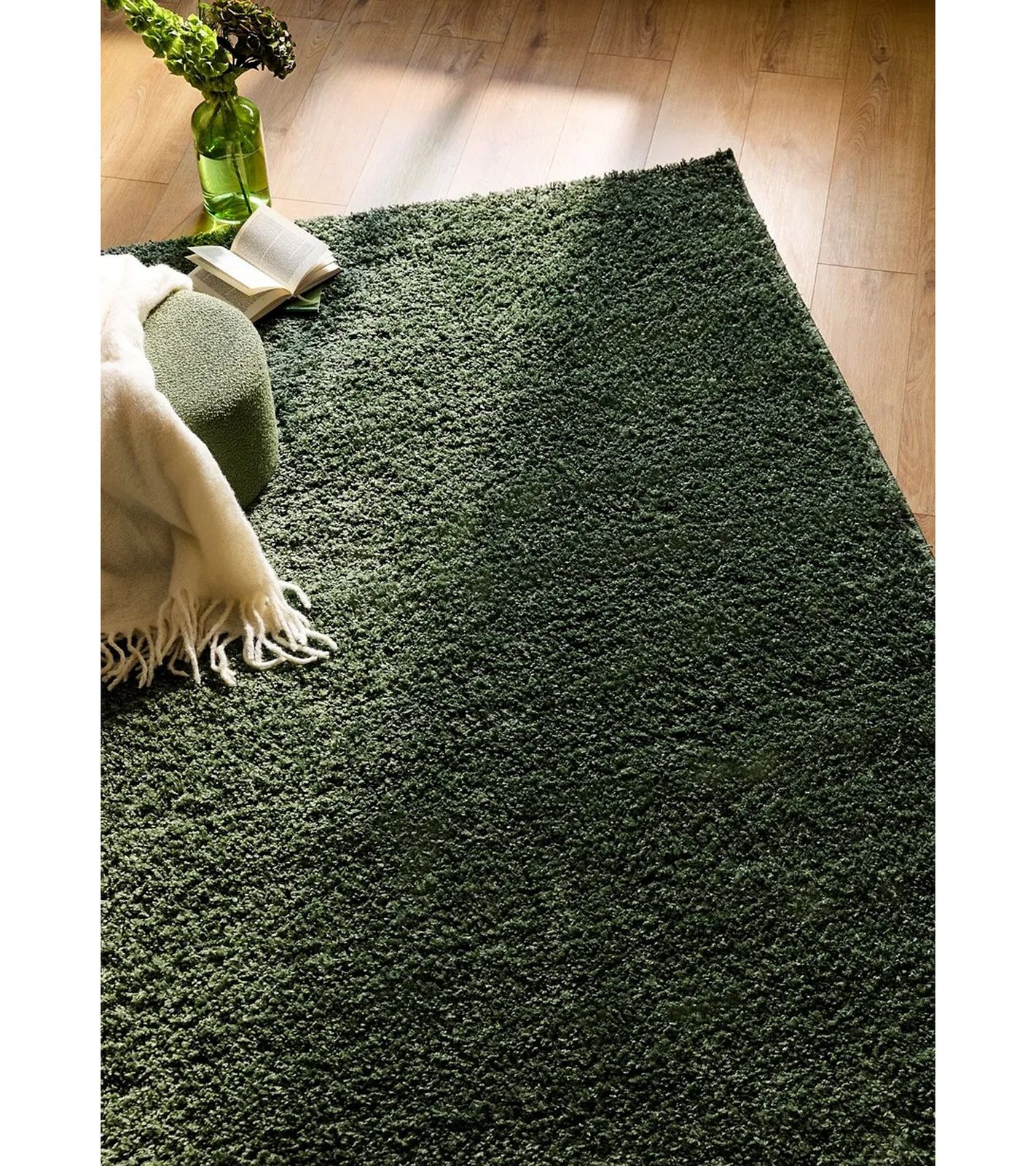 Teppich mit flauschiger Oberfläche Wohnzimmer-Teppich Wohnaccessoire Dekoteppich 933130 Grün