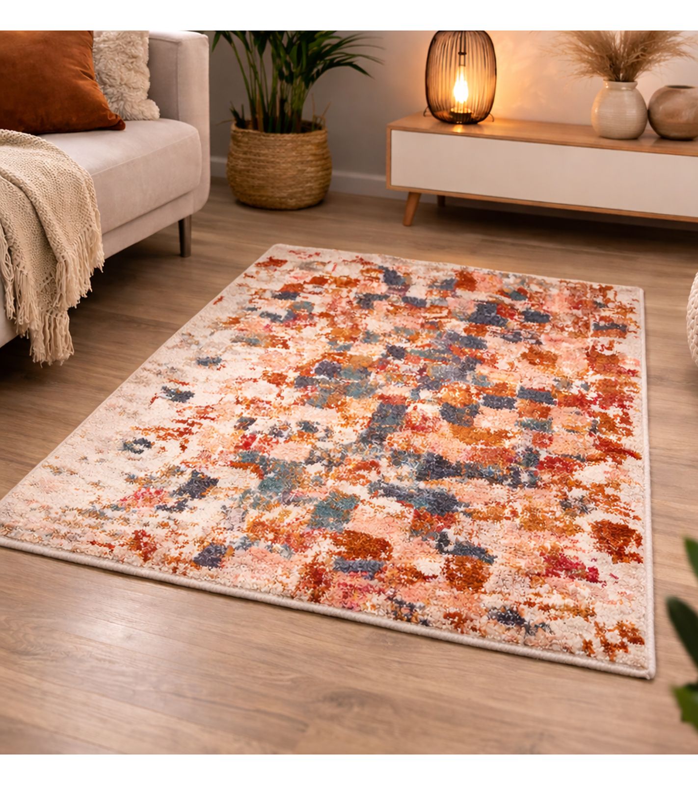 Teppich mit moderner Musterung Wohnzimmer-Teppich Wohnaccessoire Dekoteppich 972491 Bunt