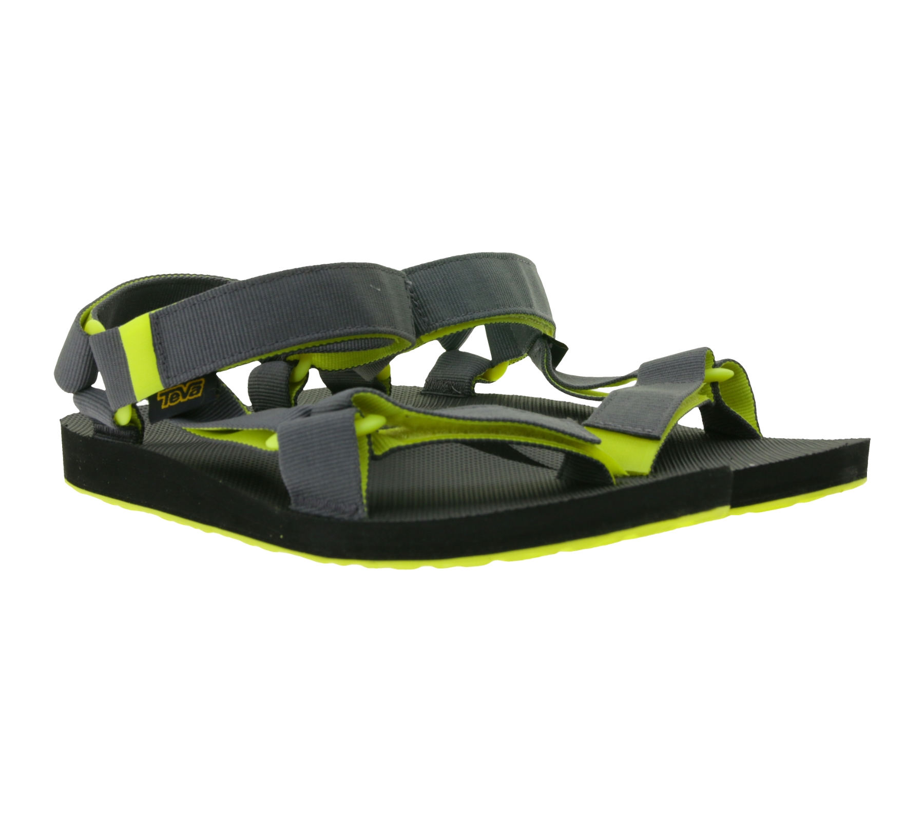 TEVA Original Universal Herren Trekking-Sandale nachhaltige Sommer-Sandale mit EVA-Gummisohle Outdoor-Sandale 1004006 Schwarz/Grau/Lemon-Grün