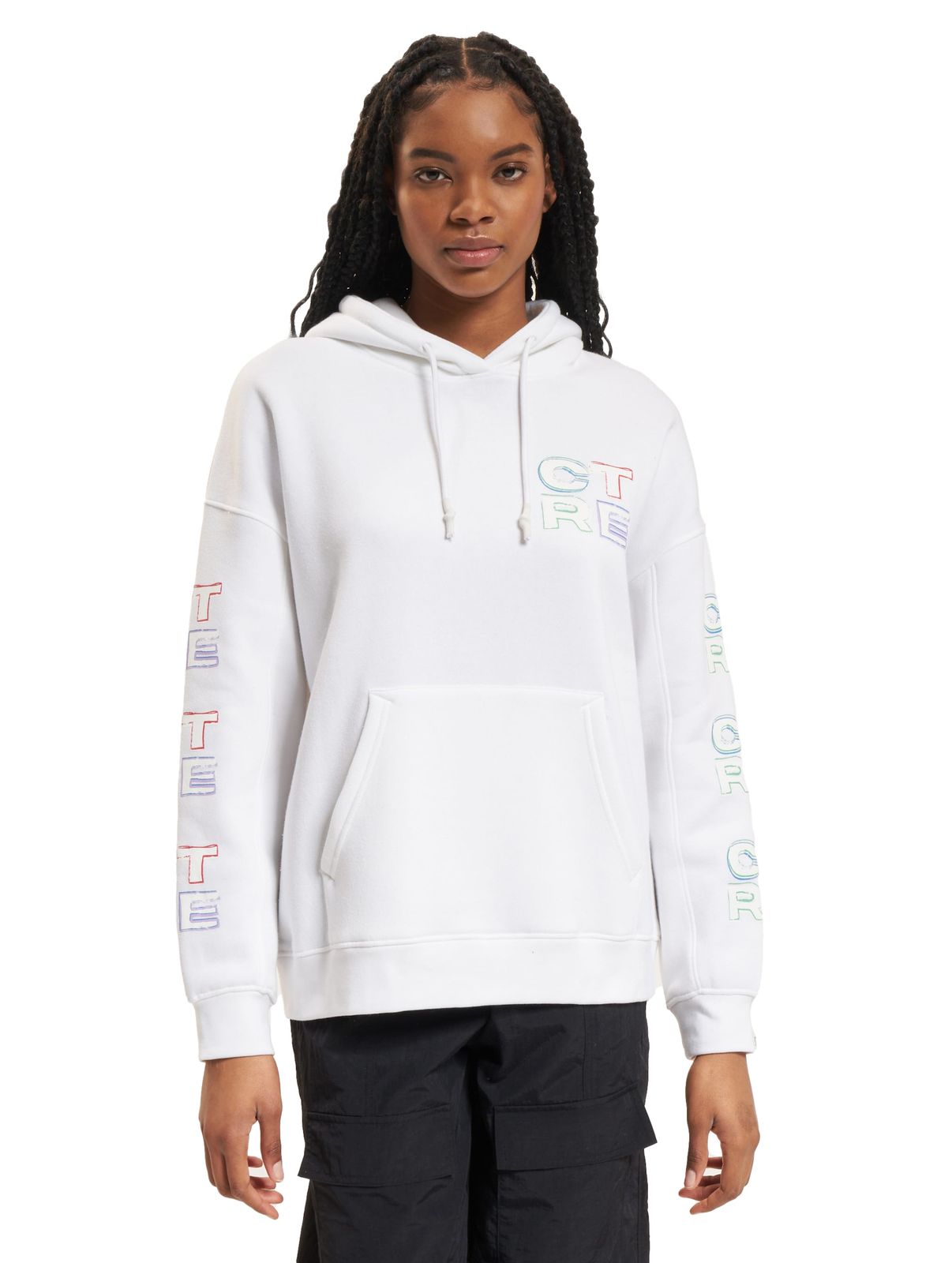 The Couture Club Oversize-Kapuzenpullover mit bunten Grafiken, Offwhite