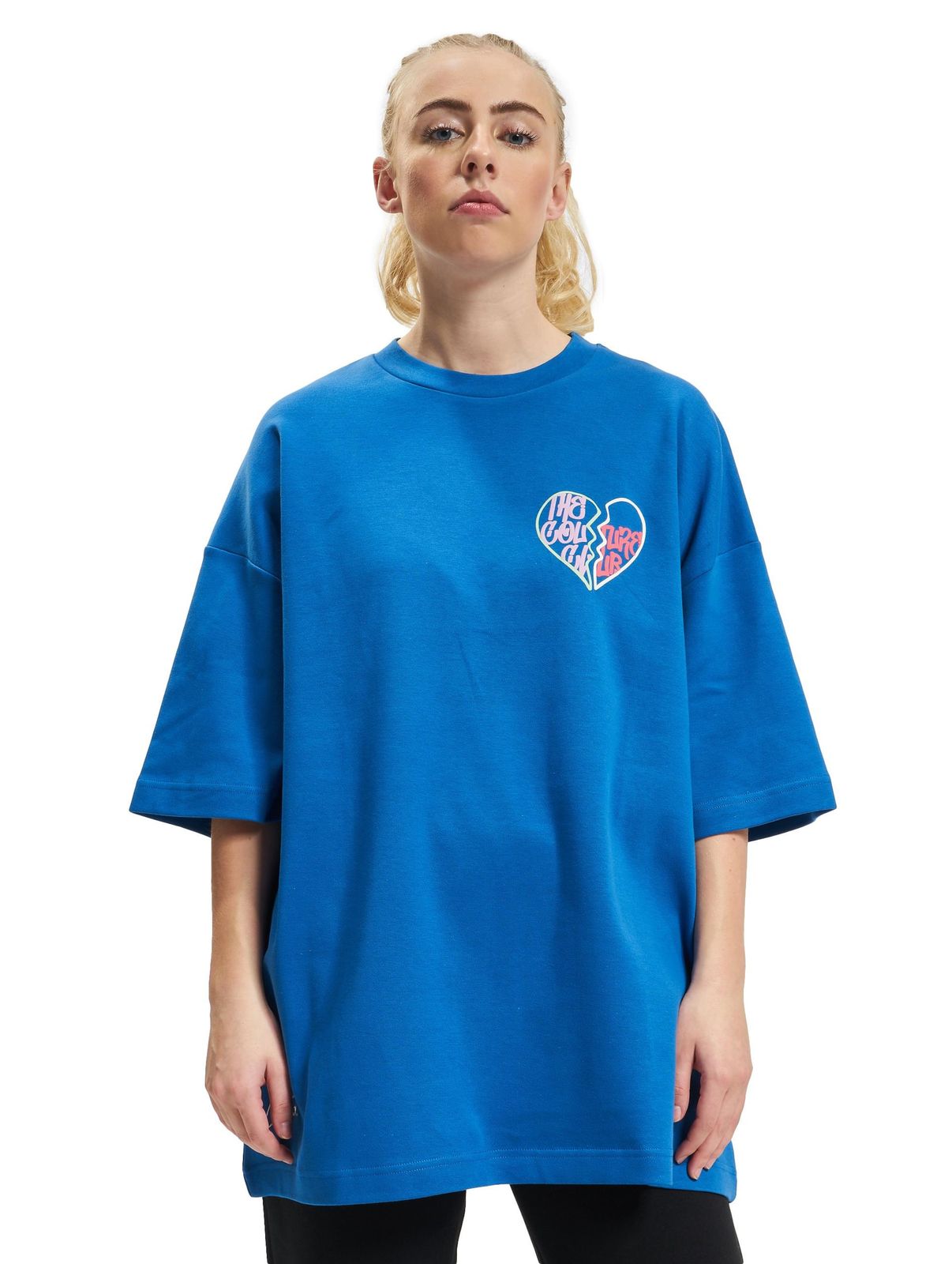 The Couture Club Oversize-Kleid mit Herz-Grafik, blau